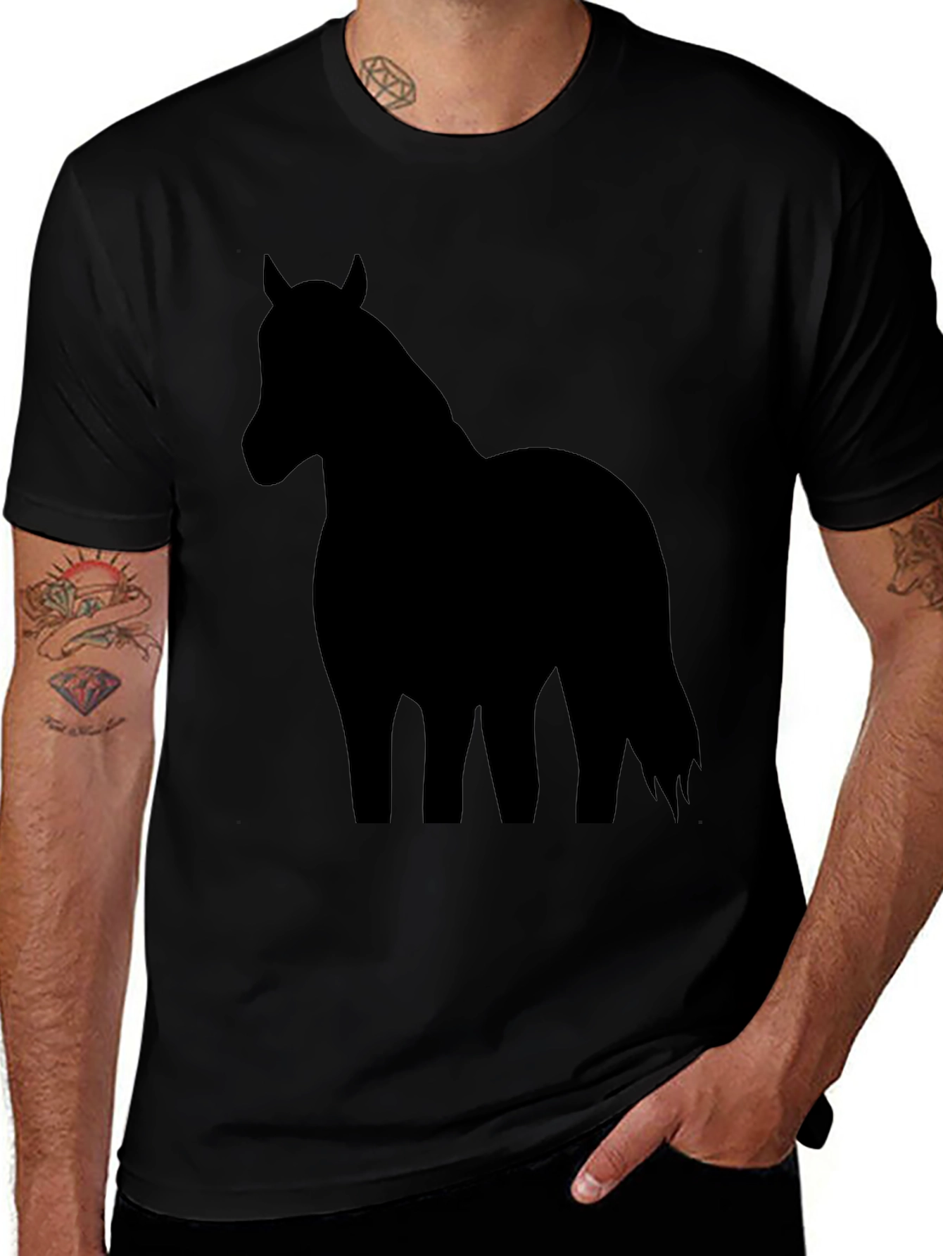Variant 13 of Black Horse Silhouette Graphic T-Shirt