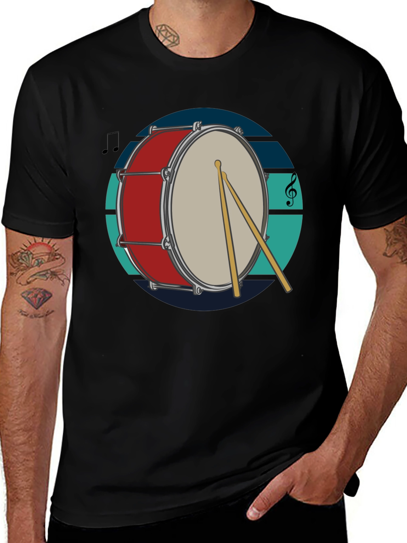 Variant 6 of Drum Design Black T-Shirt