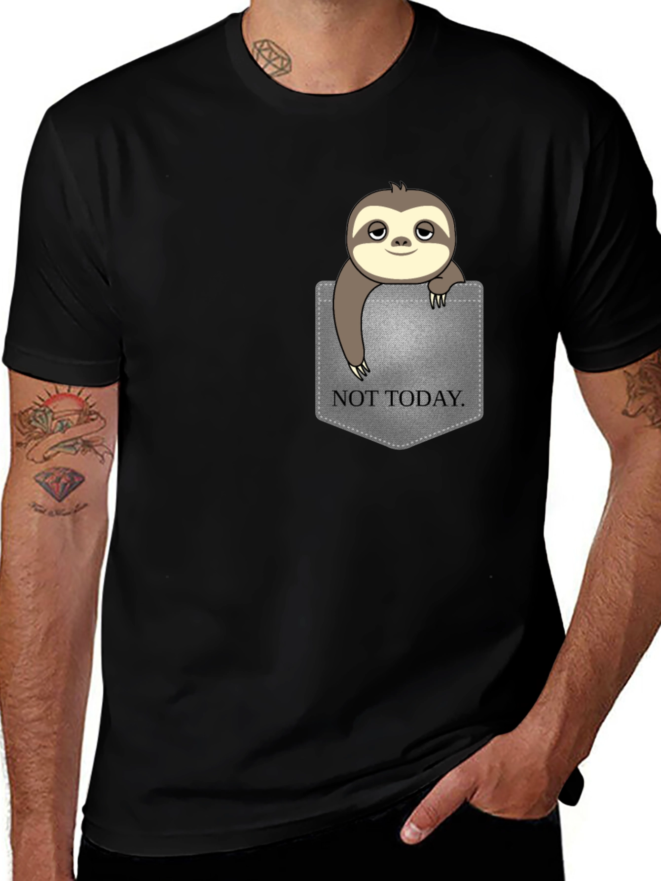 Variant 8 of Sloth 'Not Today' Pocket T-Shirt - Relaxed, Funny Tee