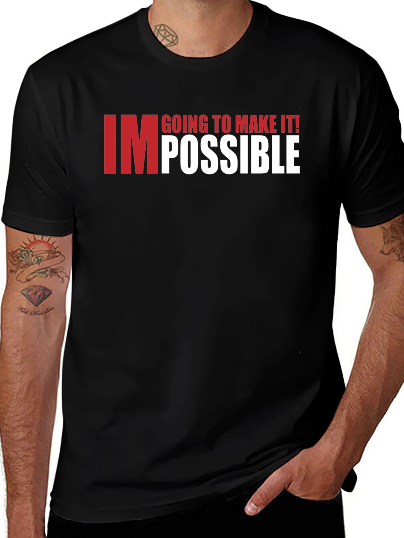 Variant 28 of Motivational "Impossible" T-Shirt - Black