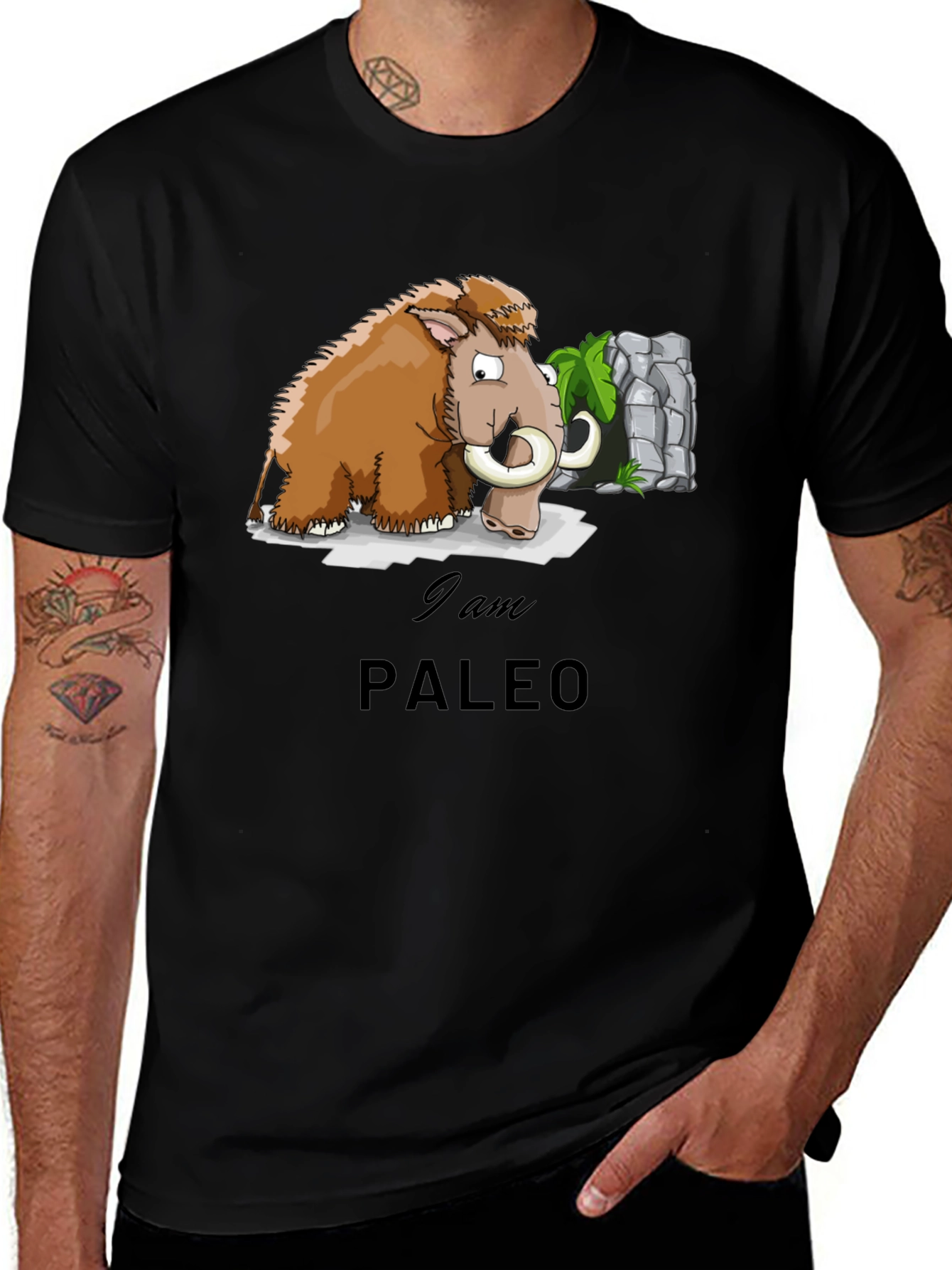 I am Paleo T-Shirt - Mammoth Cartoon Tee