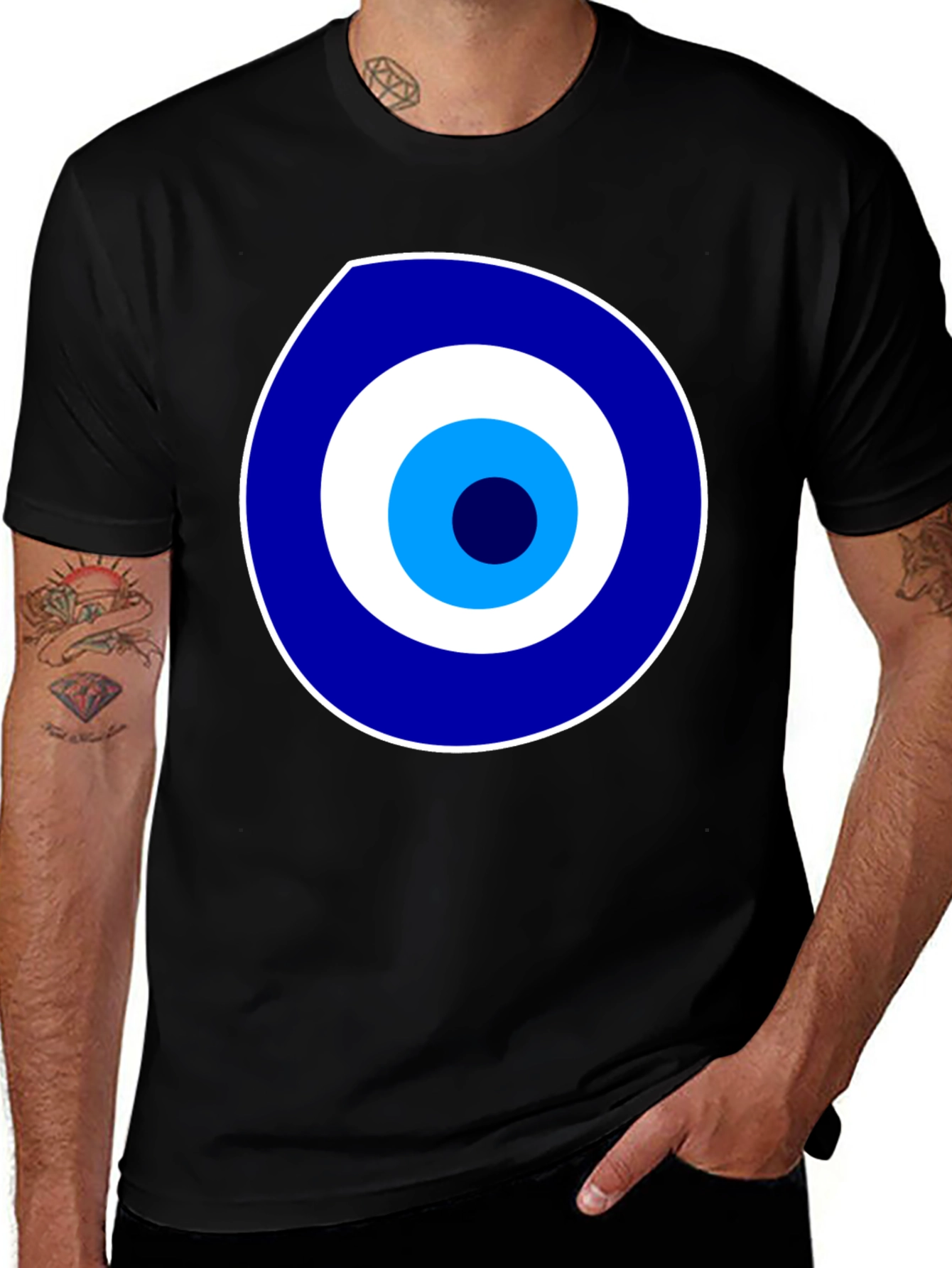 Variant 10 of Evil Eye Graphic Print Black T-Shirt