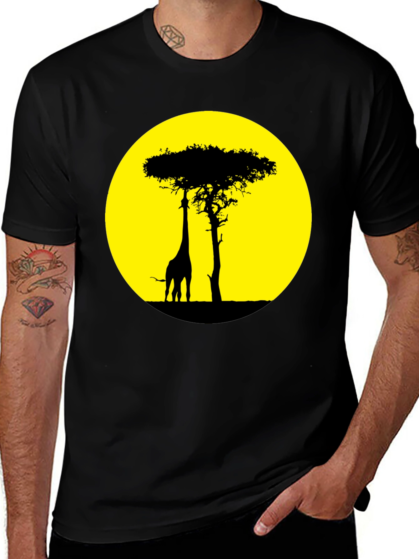 Variant 11 of Giraffe Silhouette T-Shirt - African Sunset Tee