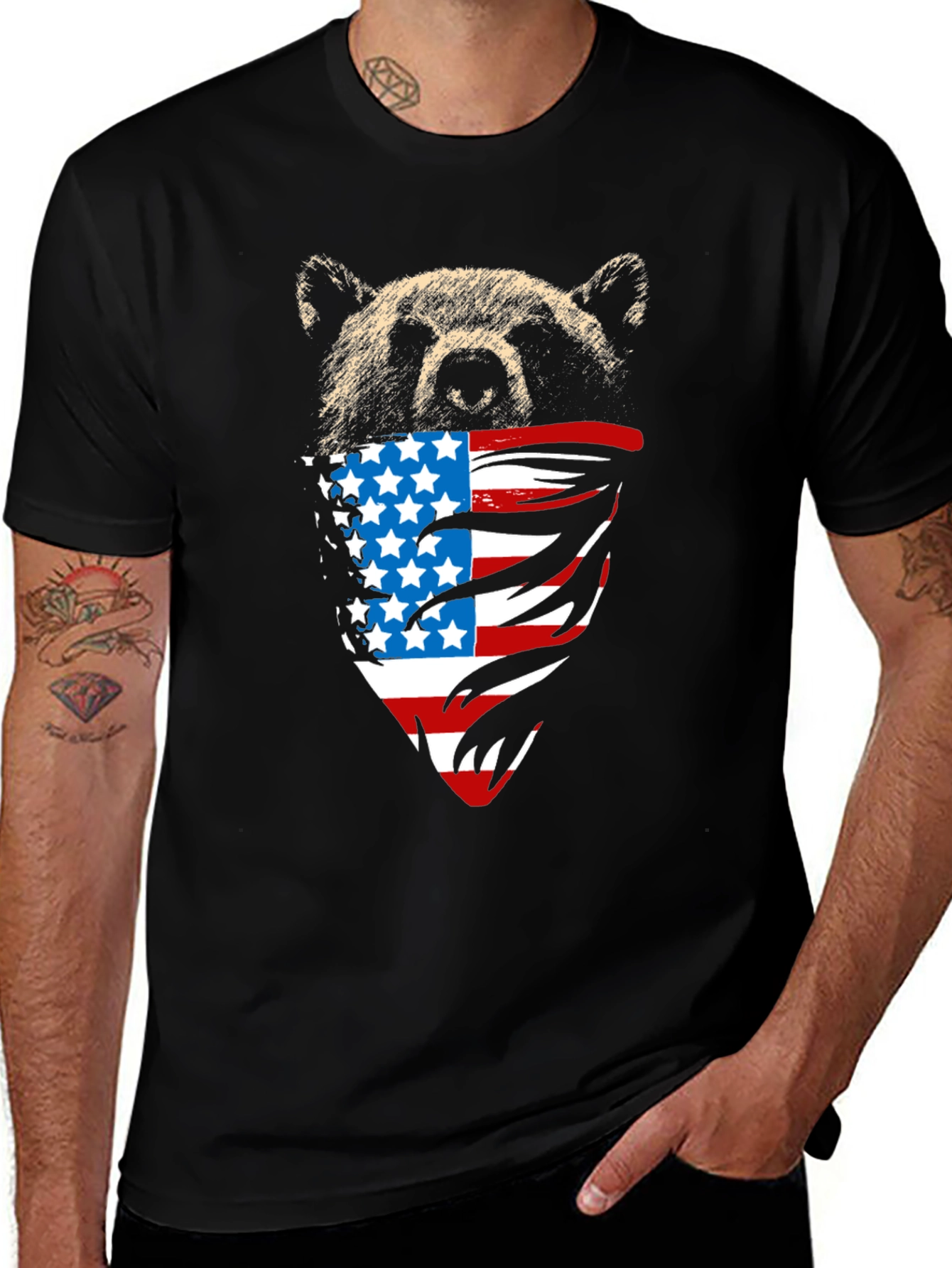 Variant 10 of Bear American Flag Graphic Tee