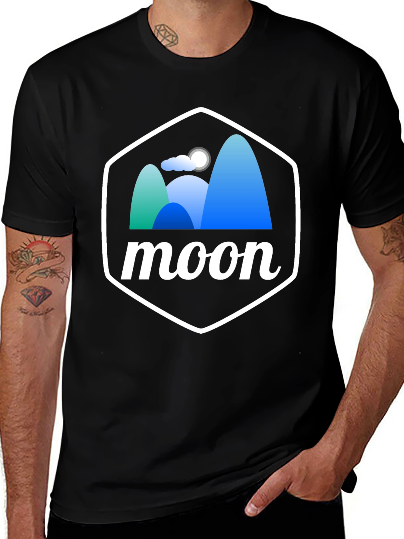 Variant 23 of Moonscape Graphic Tee - Unisex Black T-Shirt