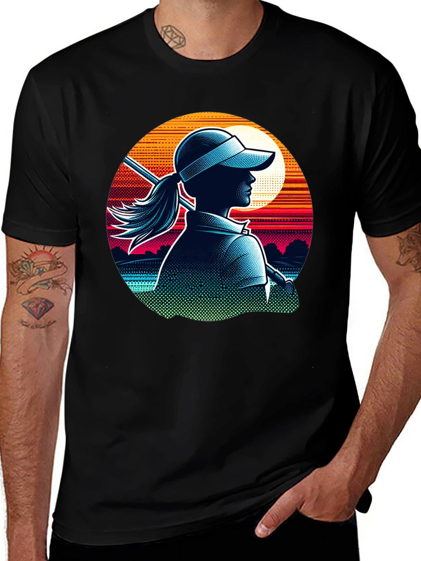 Variant 25 of Golf Girl T-Shirt: Sunset Silhouette