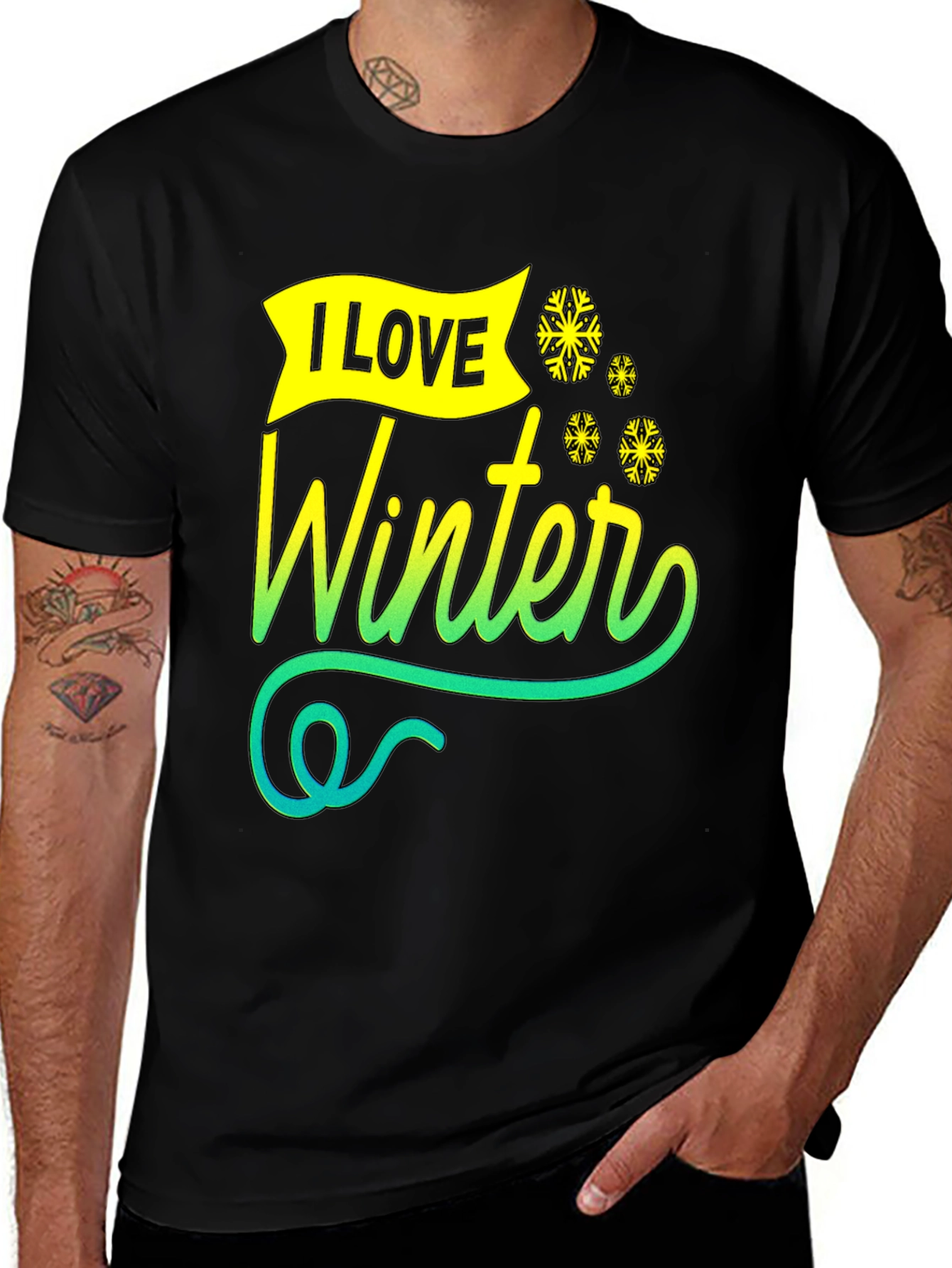 I Love Winter Graphic Tee - Black Unisex T-Shirt