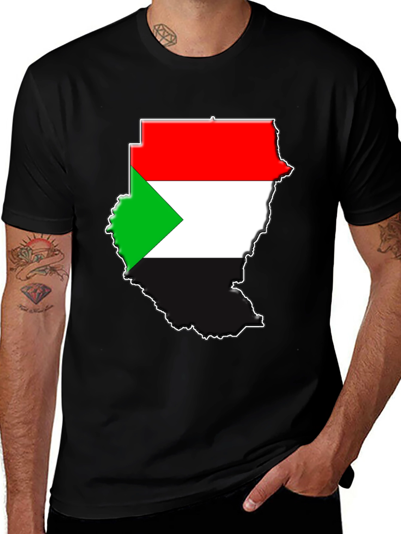 Sudan Flag Map Graphic T-Shirt - Black