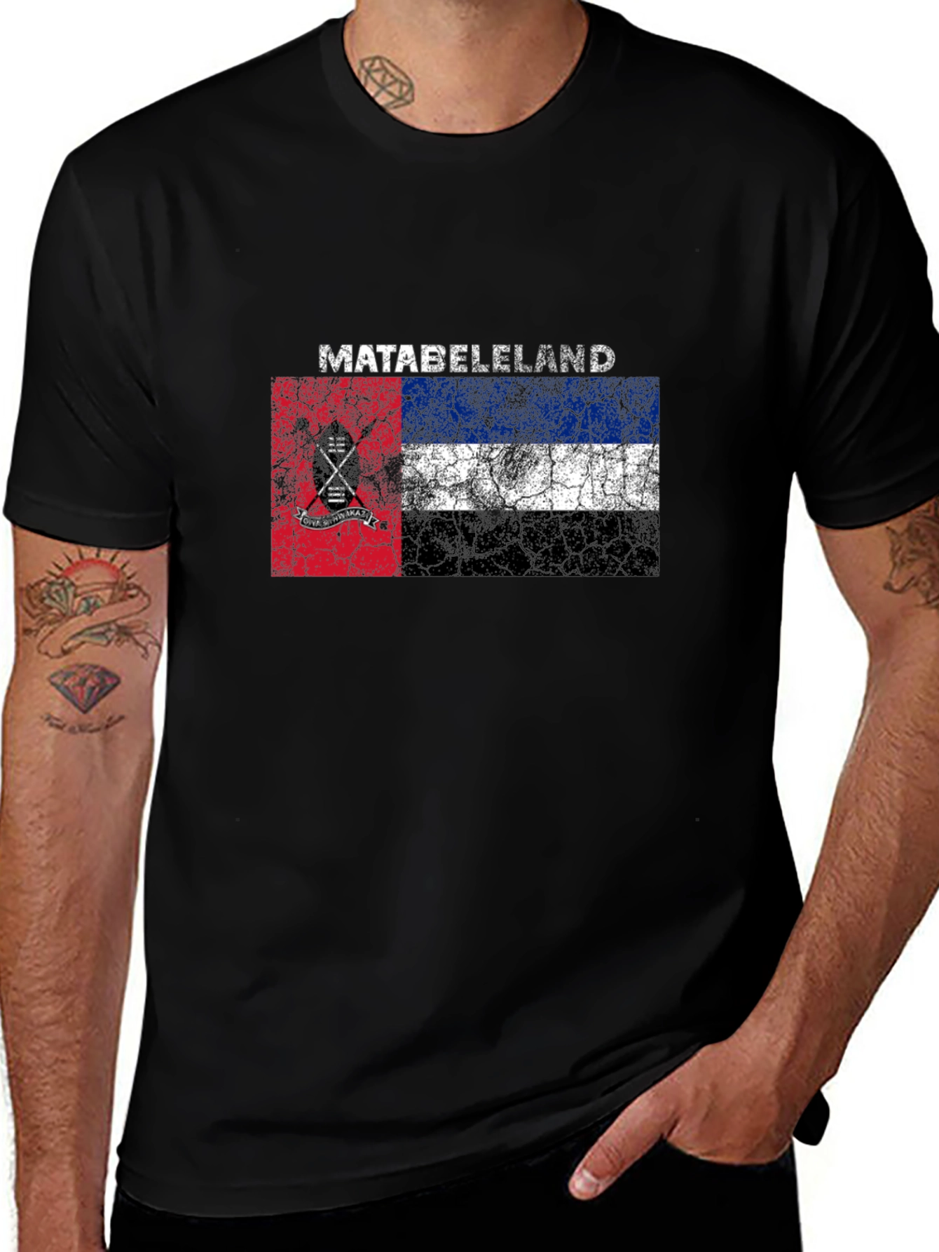 Variant 22 of Matabeleland Flag T-Shirt - Distressed Design