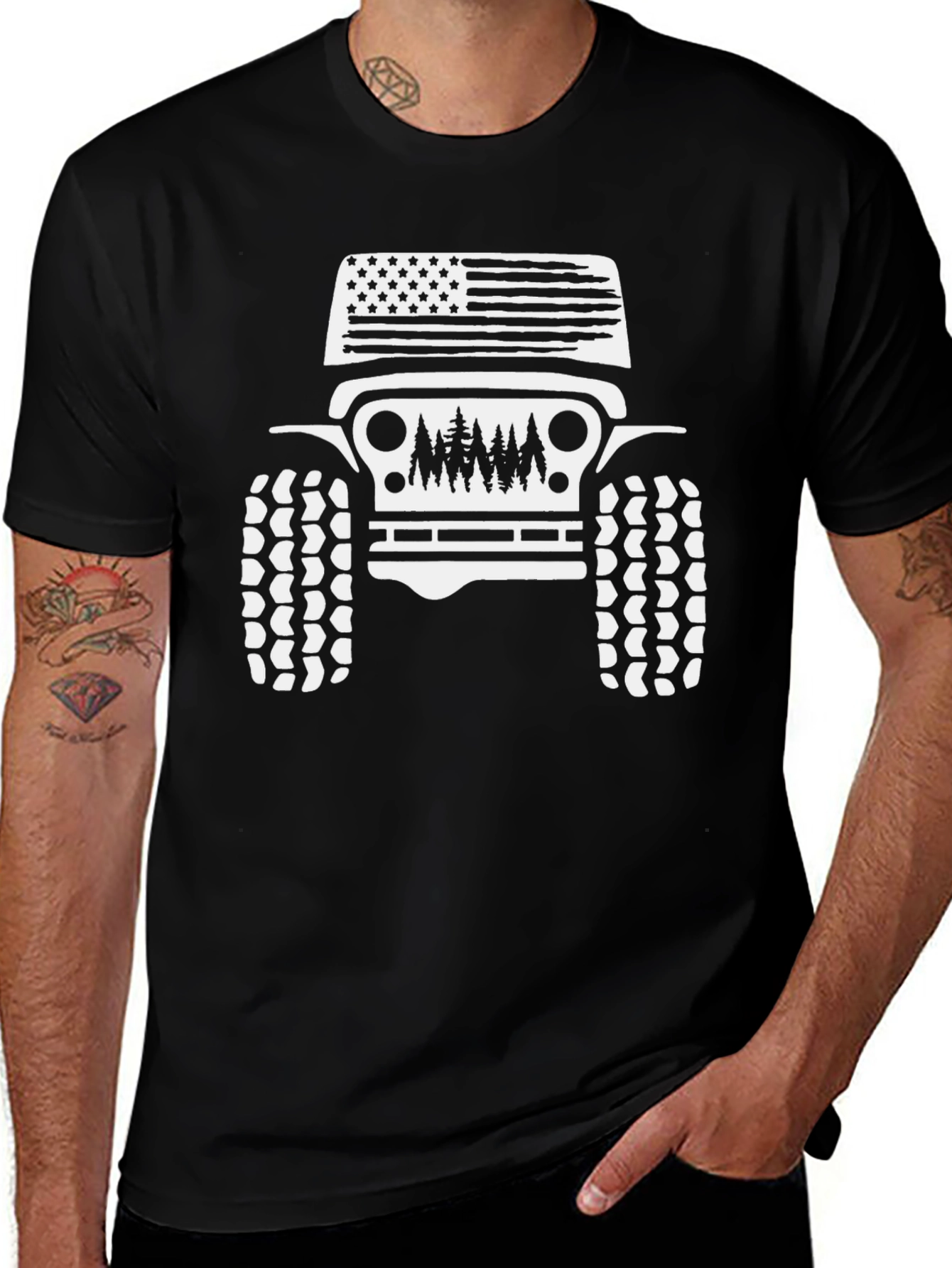 American Flag Jeep T-Shirt