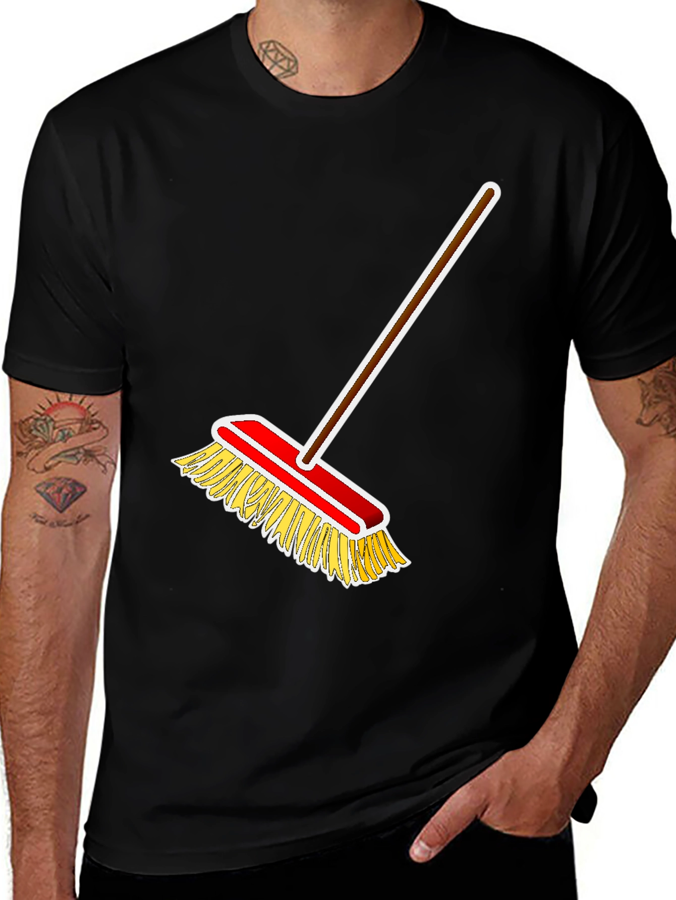 Variant 27 of Broom Graphic T-Shirt - Novelty Cleaning Crew Tee