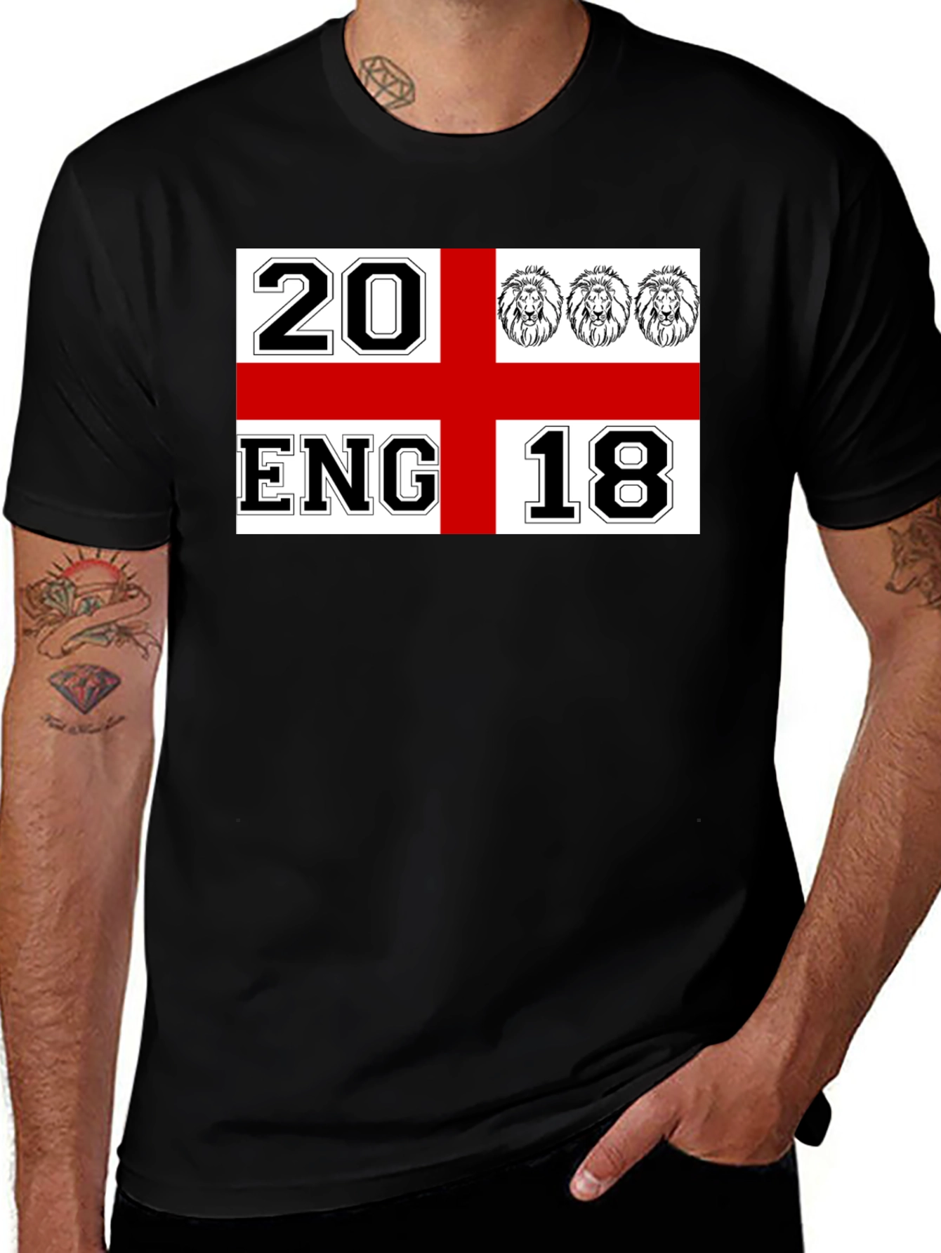 England Soccer T-Shirt - 20 ENG 18 Black Tee