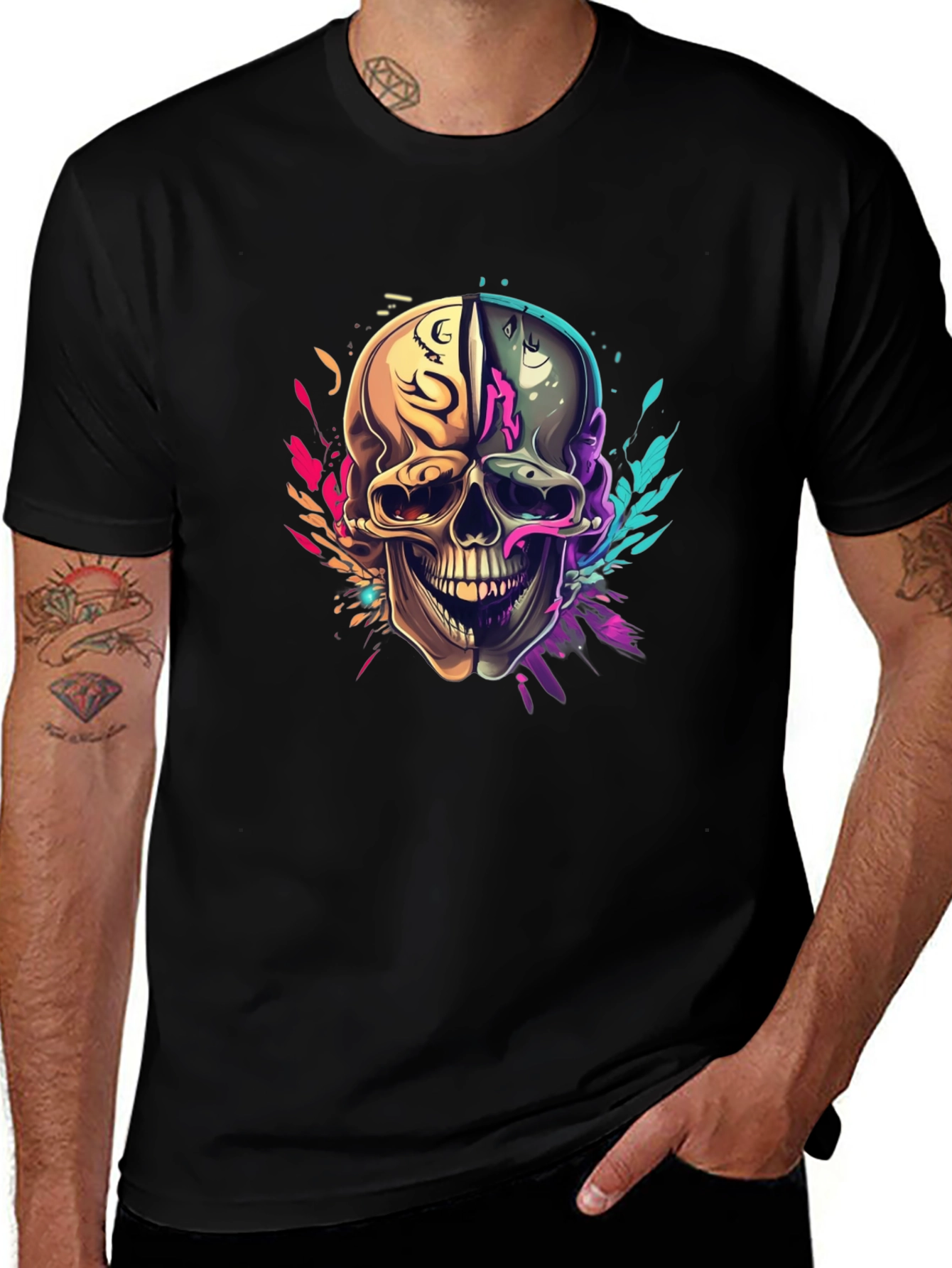 Variant 10 of Colorful Skull Graphic T-Shirt