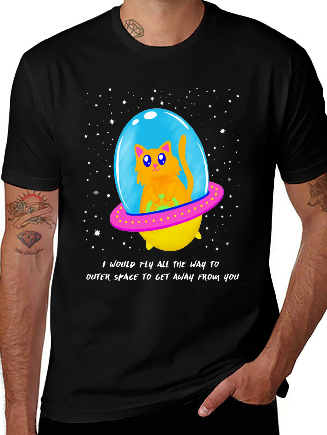 Variant 26 of Space Cat T-Shirt - "Get Away From You" Alien Humor