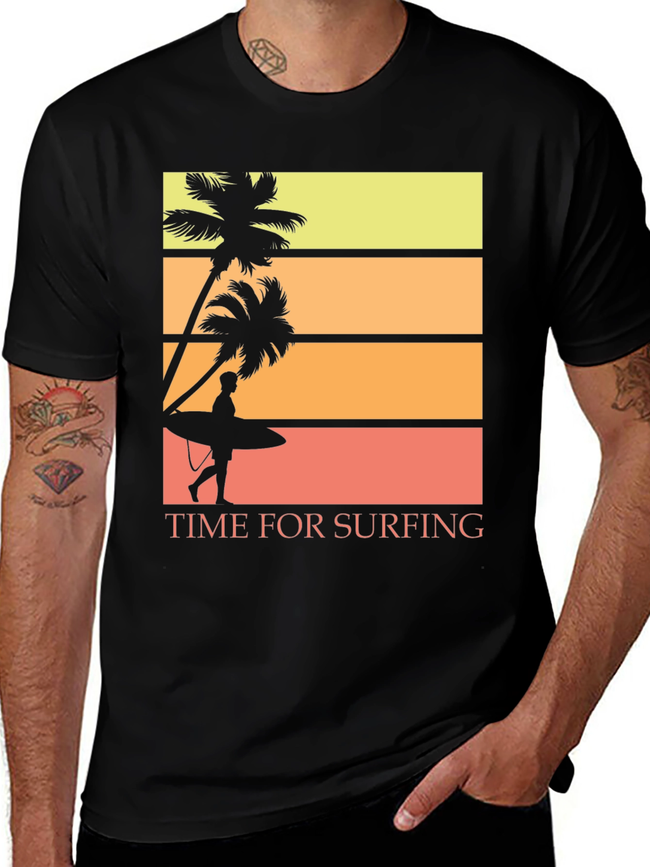 Variant 21 of Time For Surfing Graphic Tee - Retro Beach Vibes T-Shirt