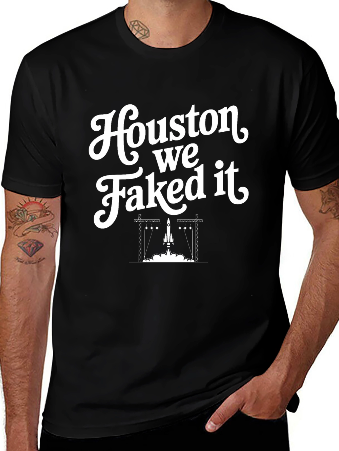 Variant 12 of Houston We Faked It T-Shirt - Conspiracy Theory Tee