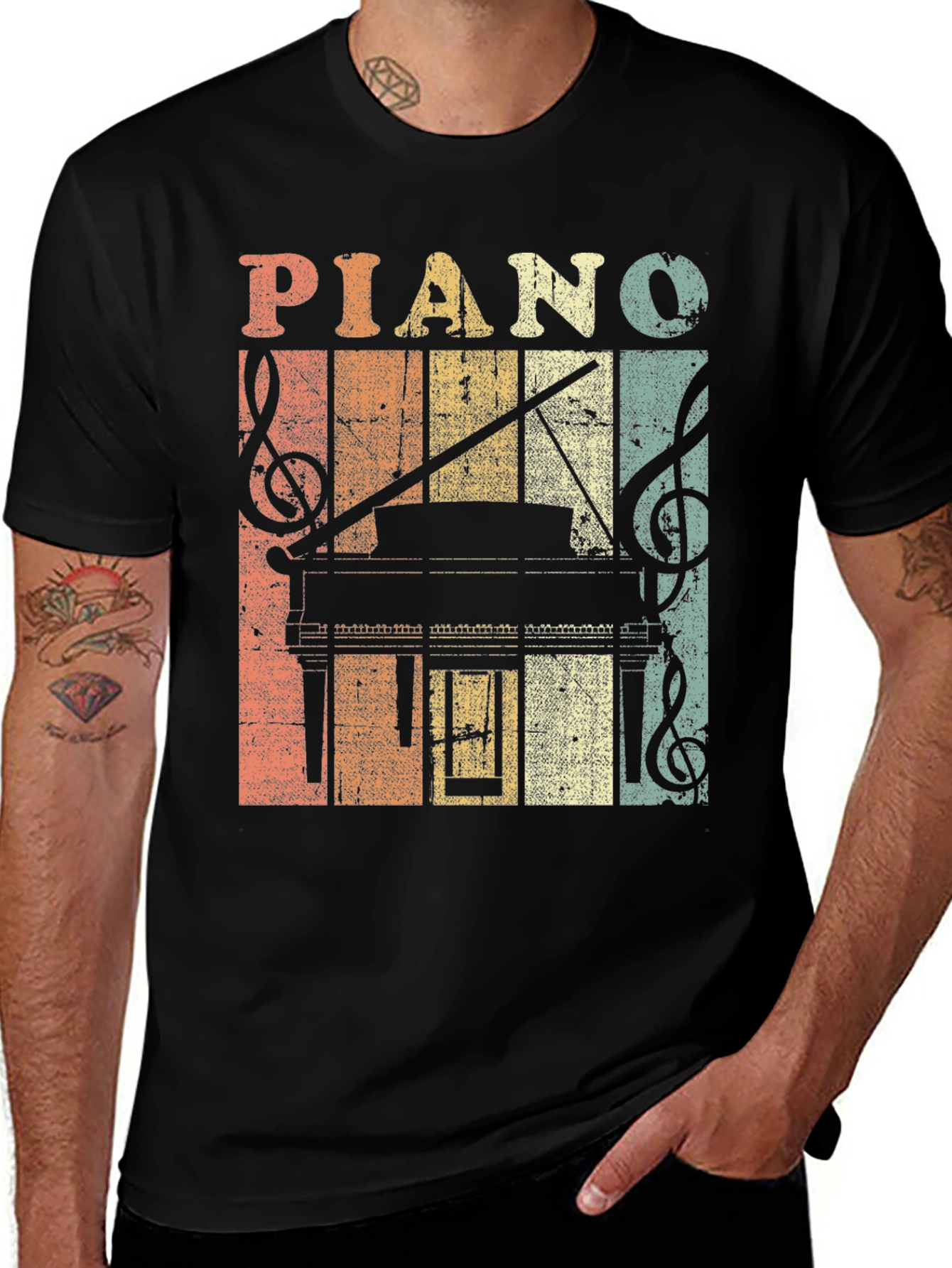Variant 20 of Vintage Piano Graphic T-Shirt - Music Lover Tee