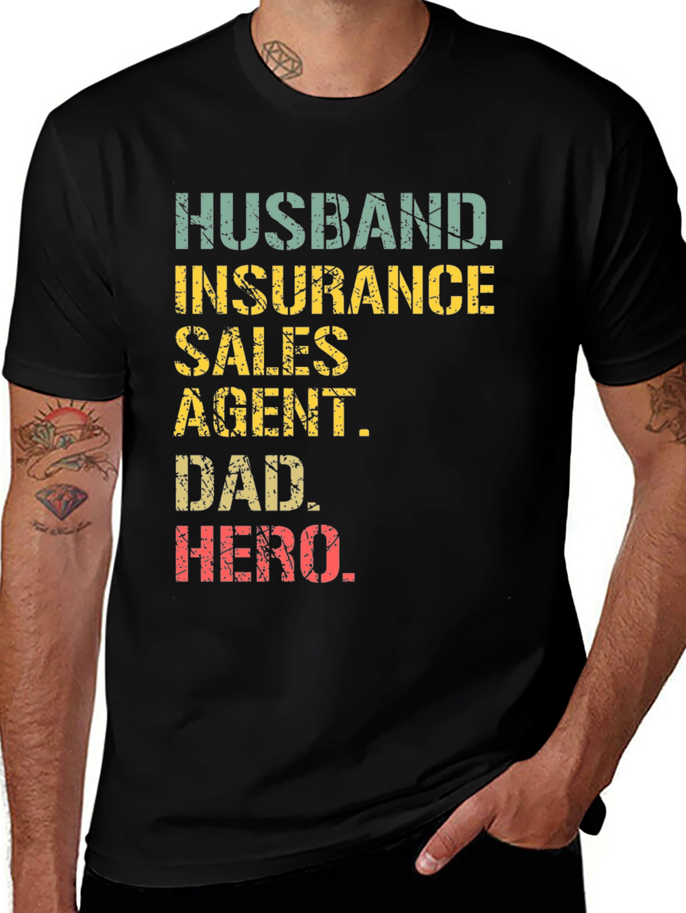 Variant 11 of Husband Insurance Agent Dad Hero Tee