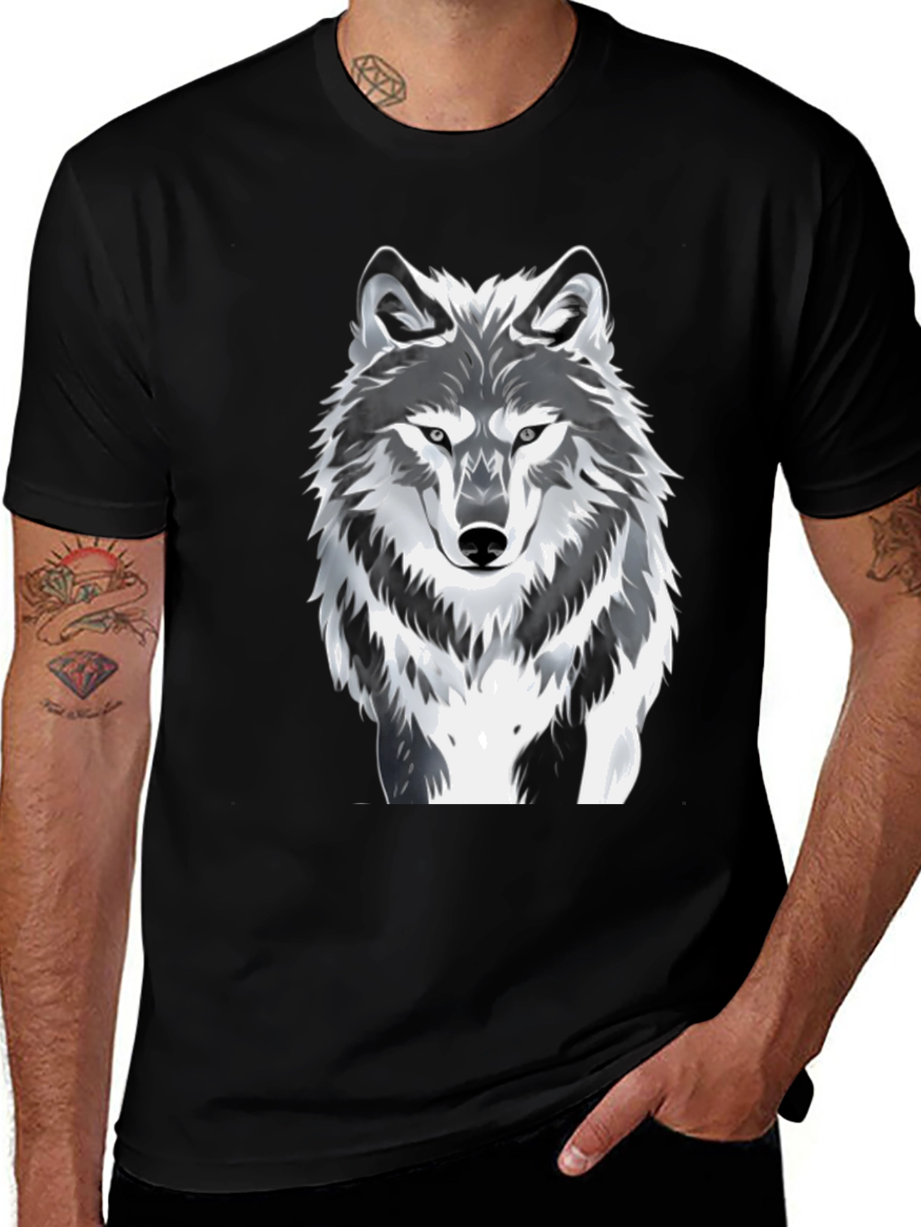 Variant 10 of Wolf Graphic Print Black T-Shirt