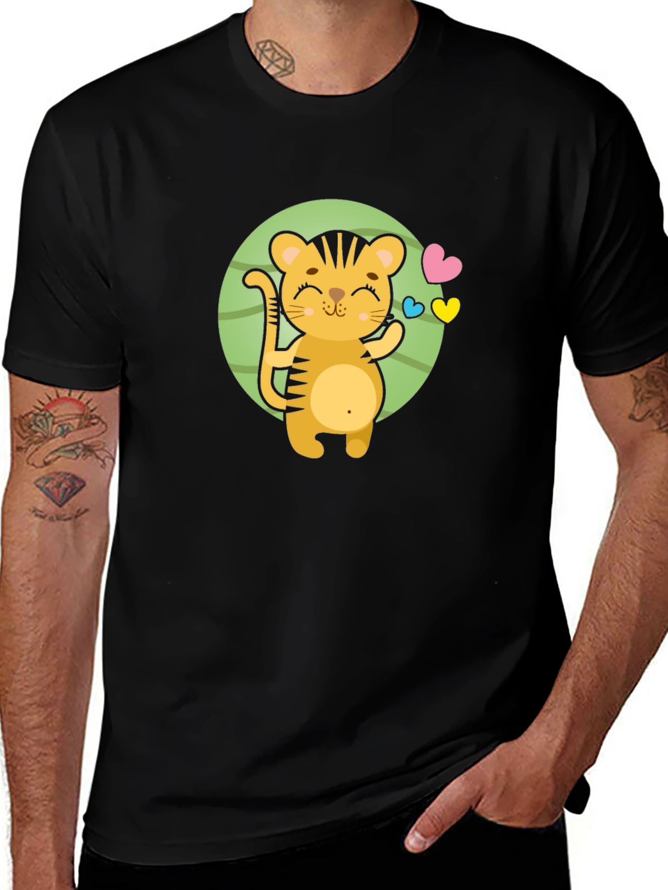 Variant 20 of Cute Tiger Graphic T-Shirt - Black
