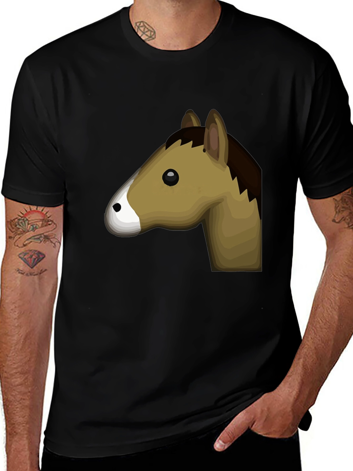 Variant 9 of Horse Graphic Tee - Black Cotton T-Shirt