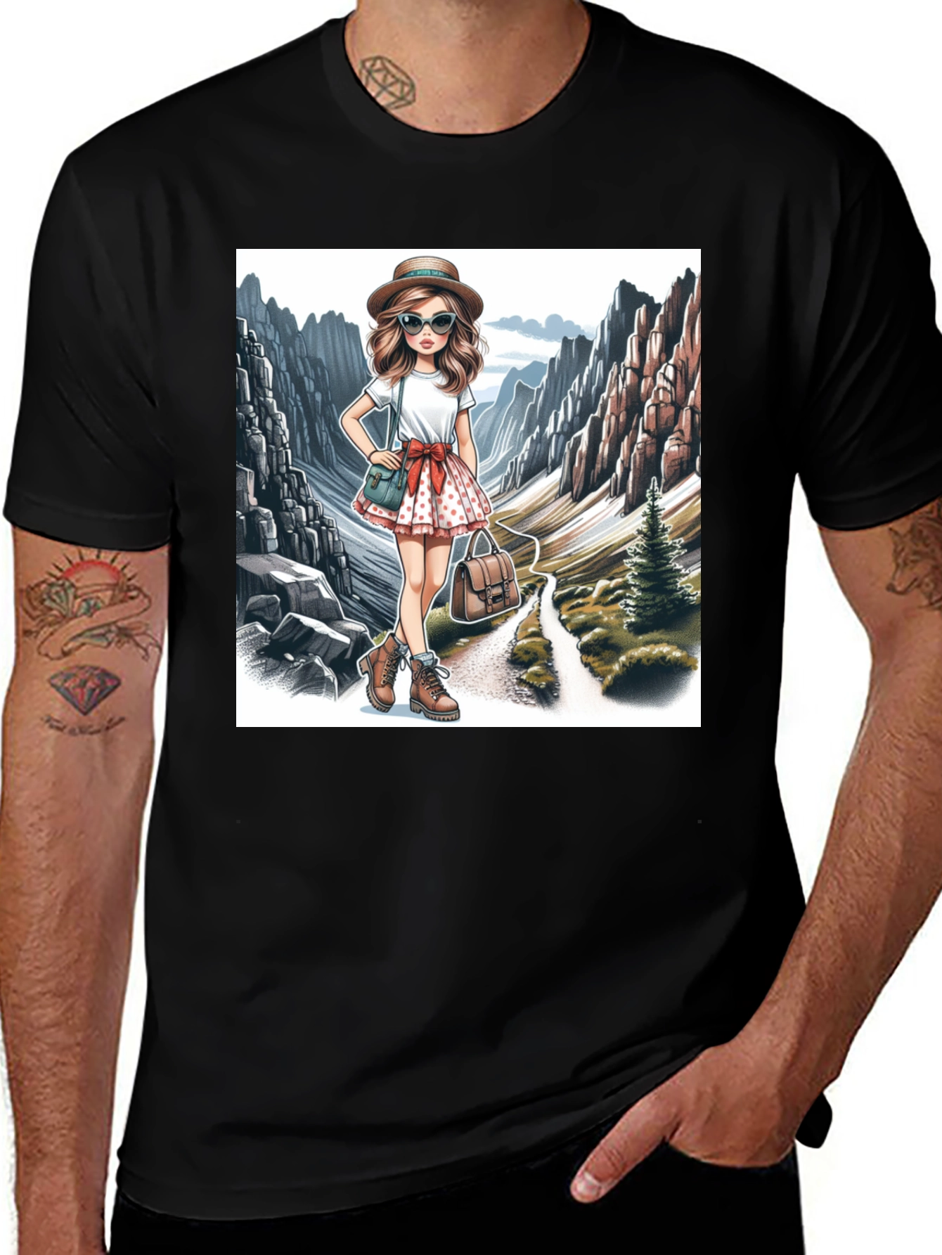 Variant 30 of Stylish Hiking Girl Graphic T-Shirt