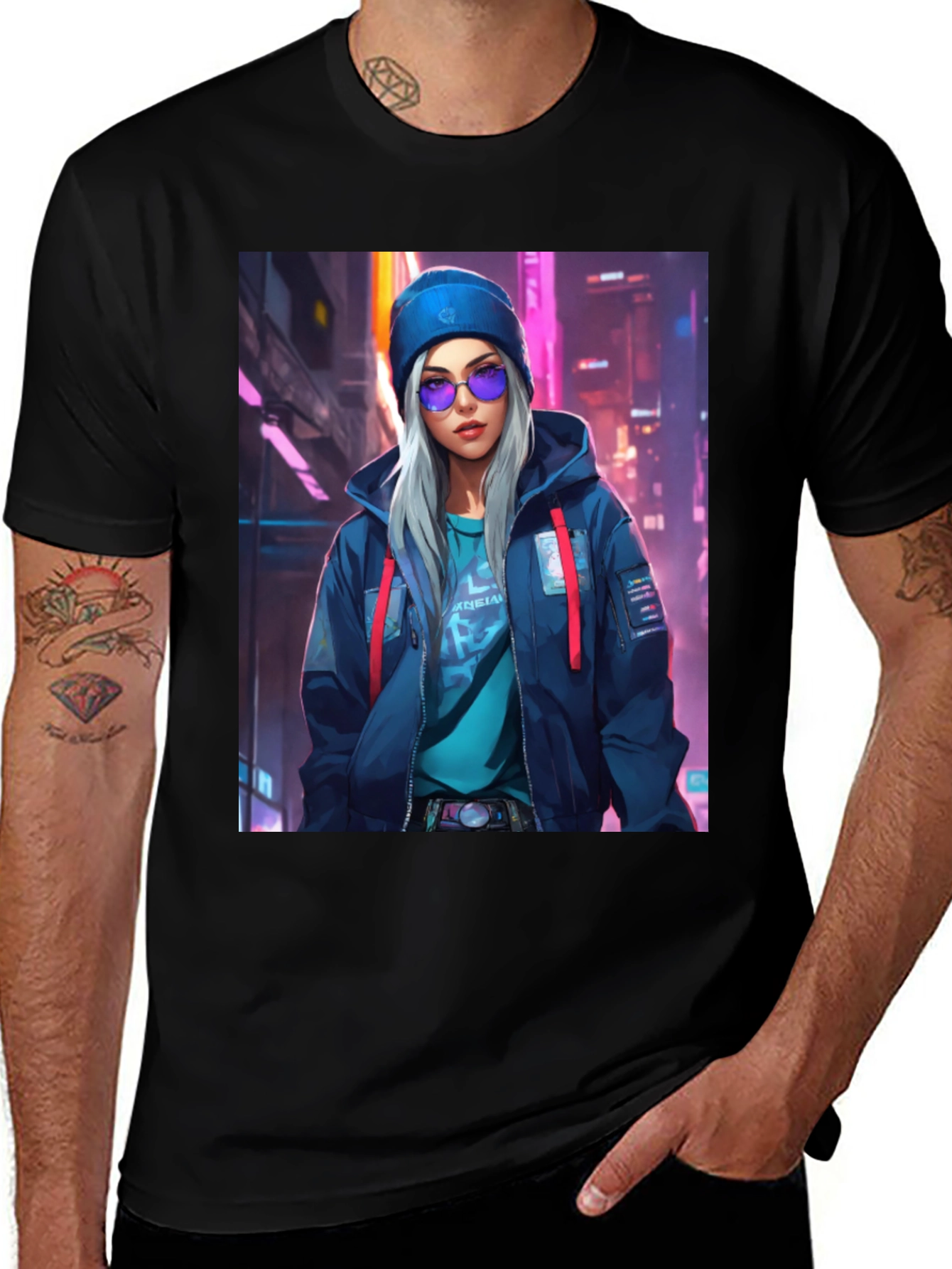 Cyberpunk Girl Graphic Tee - Modern Style