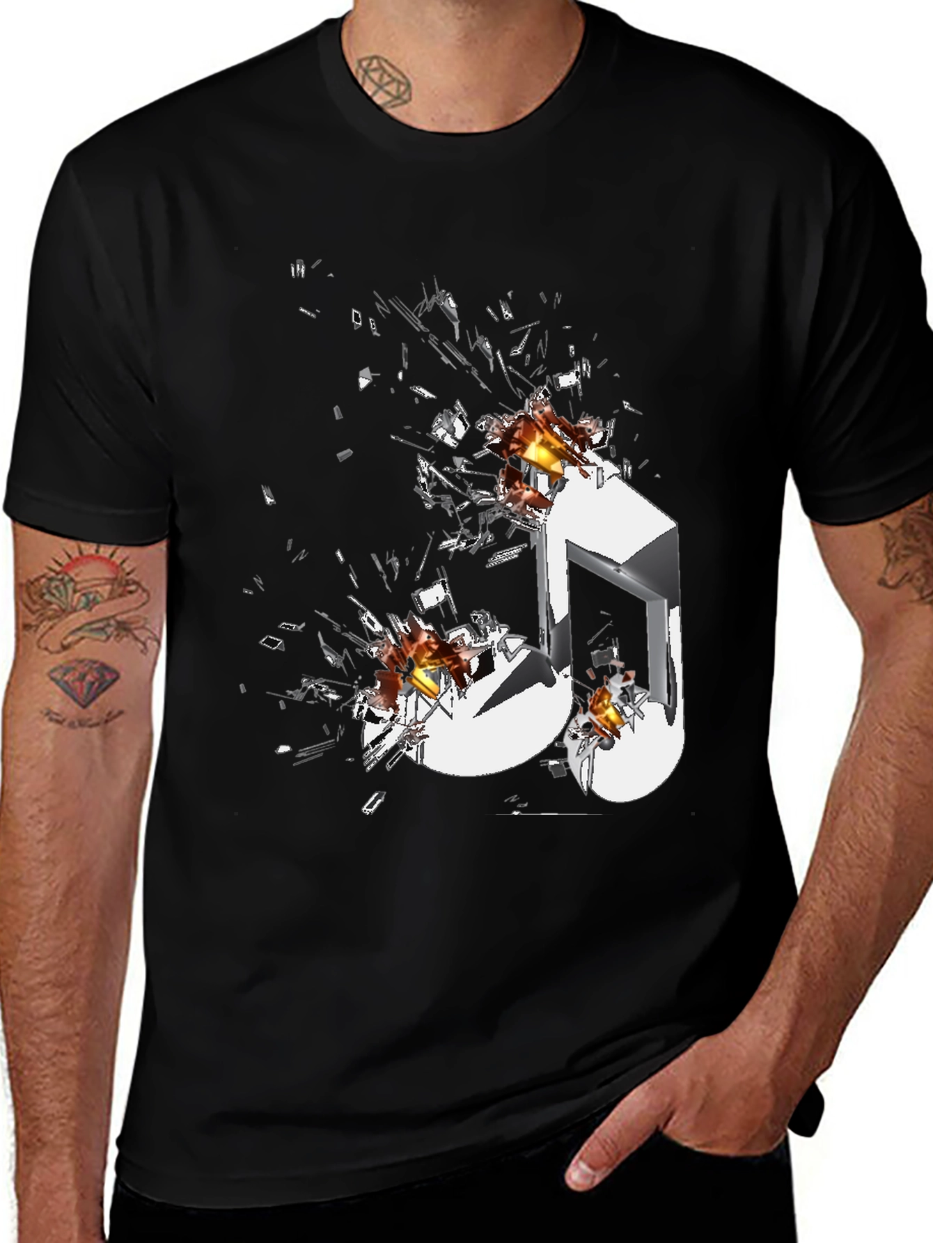 Variant 10 of Shattered Music Note Graphic T-Shirt
