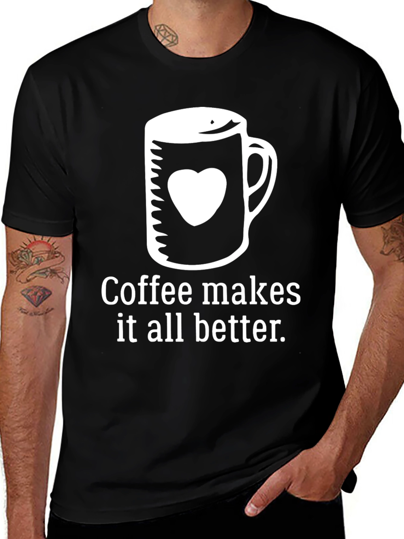 Variant 11 of Coffee Lover's Tee: Heart Mug Graphic T-Shirt