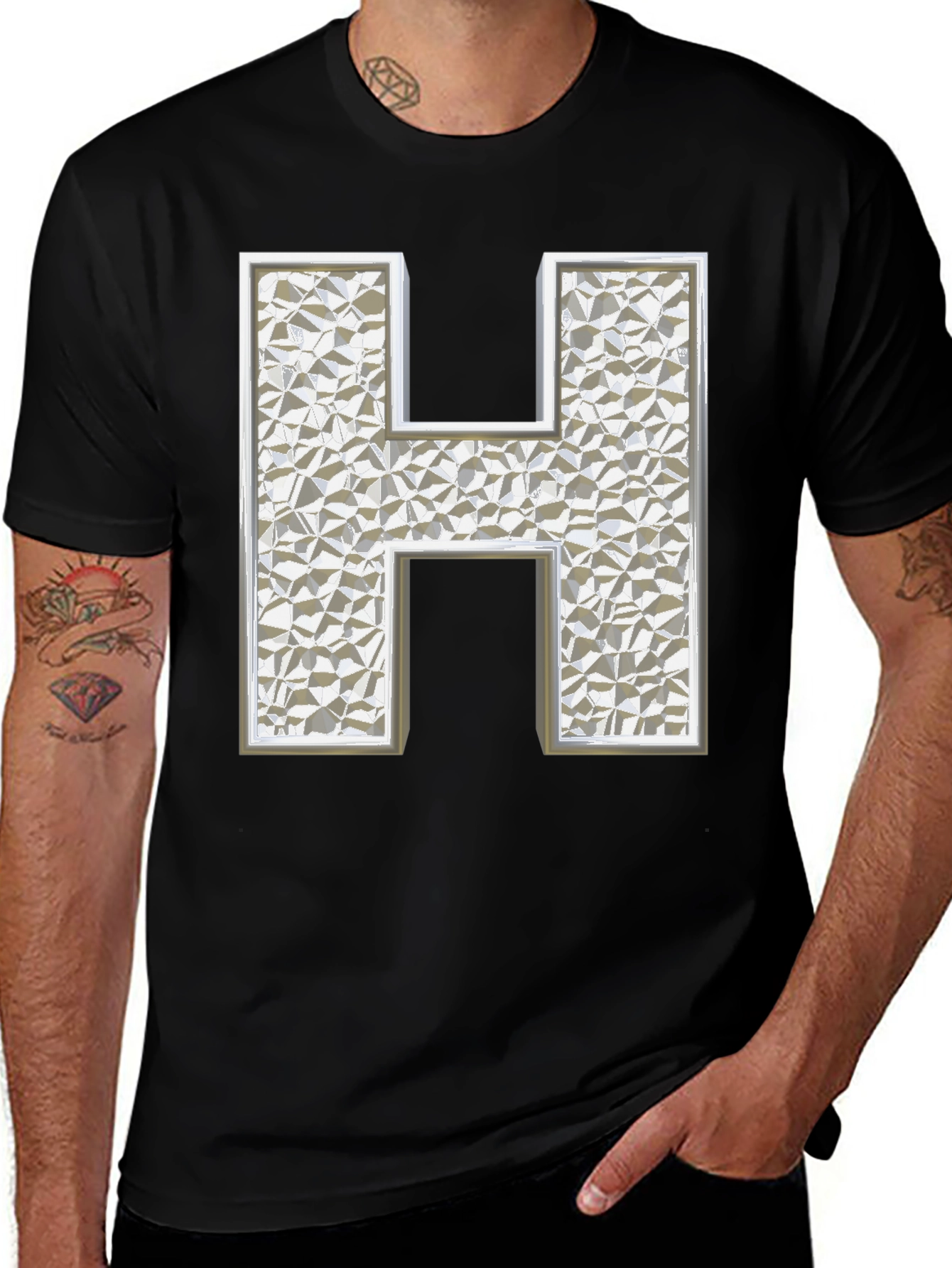 Variant 6 of Letter H Graphic Tee - Modern Geometric Design