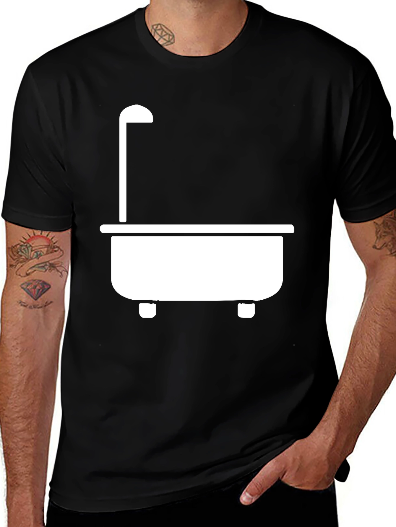 Variant 30 of Bathtub Graphic T-Shirt - Black Casual Tee