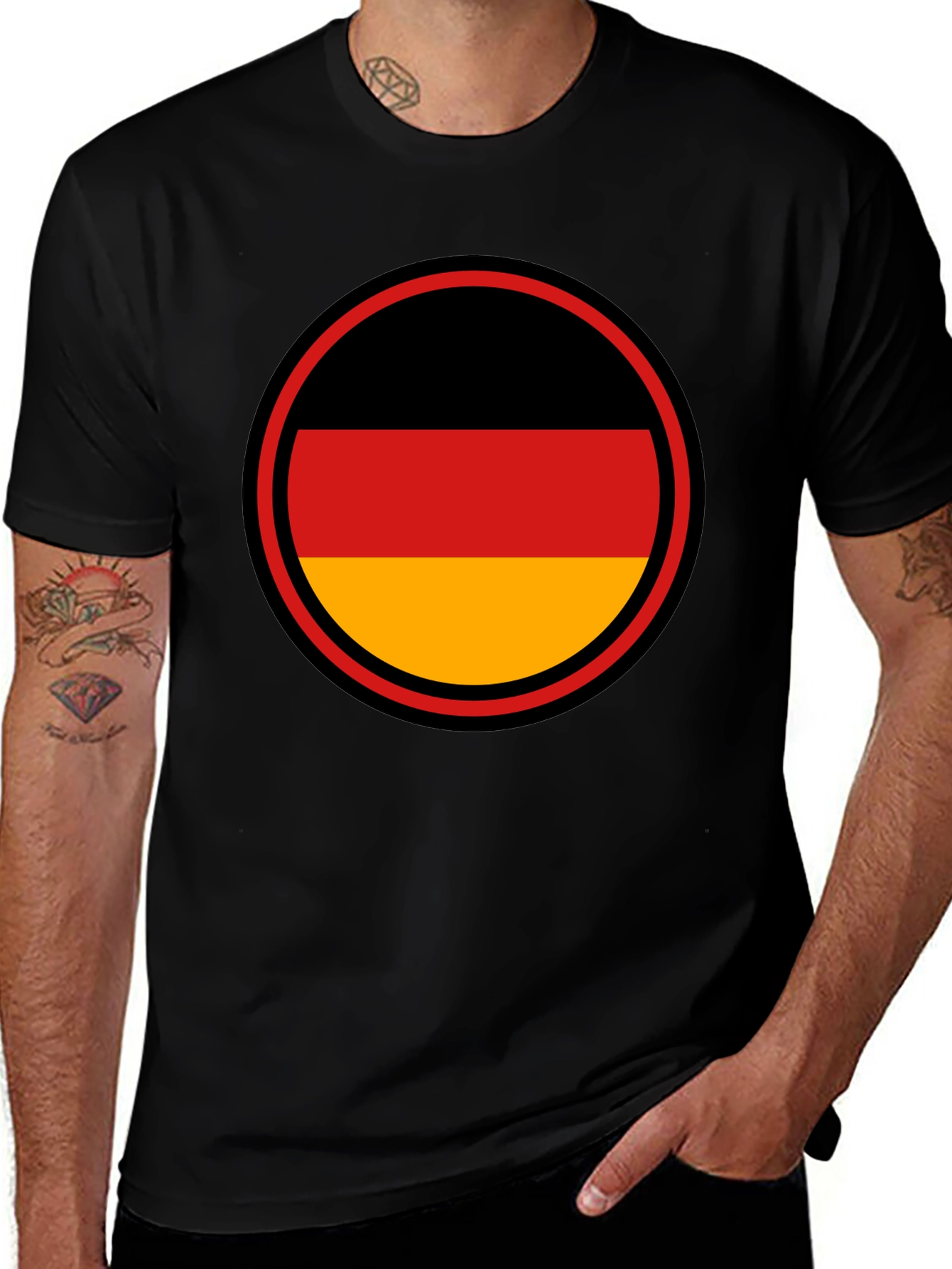 Germany Flag Circle T-Shirt - Black