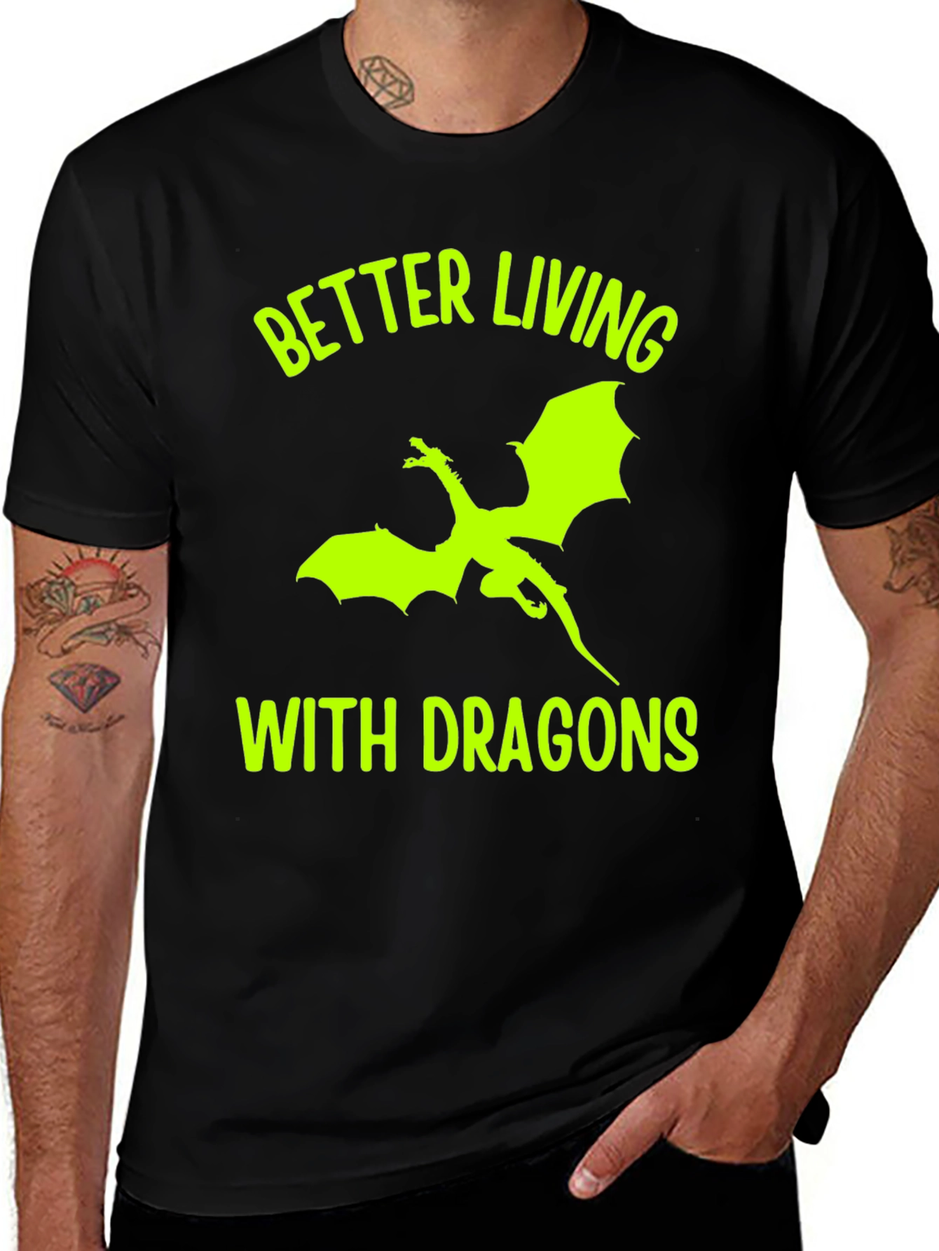 Variant 7 of Better Living With Dragons Graphic Tee - Black
