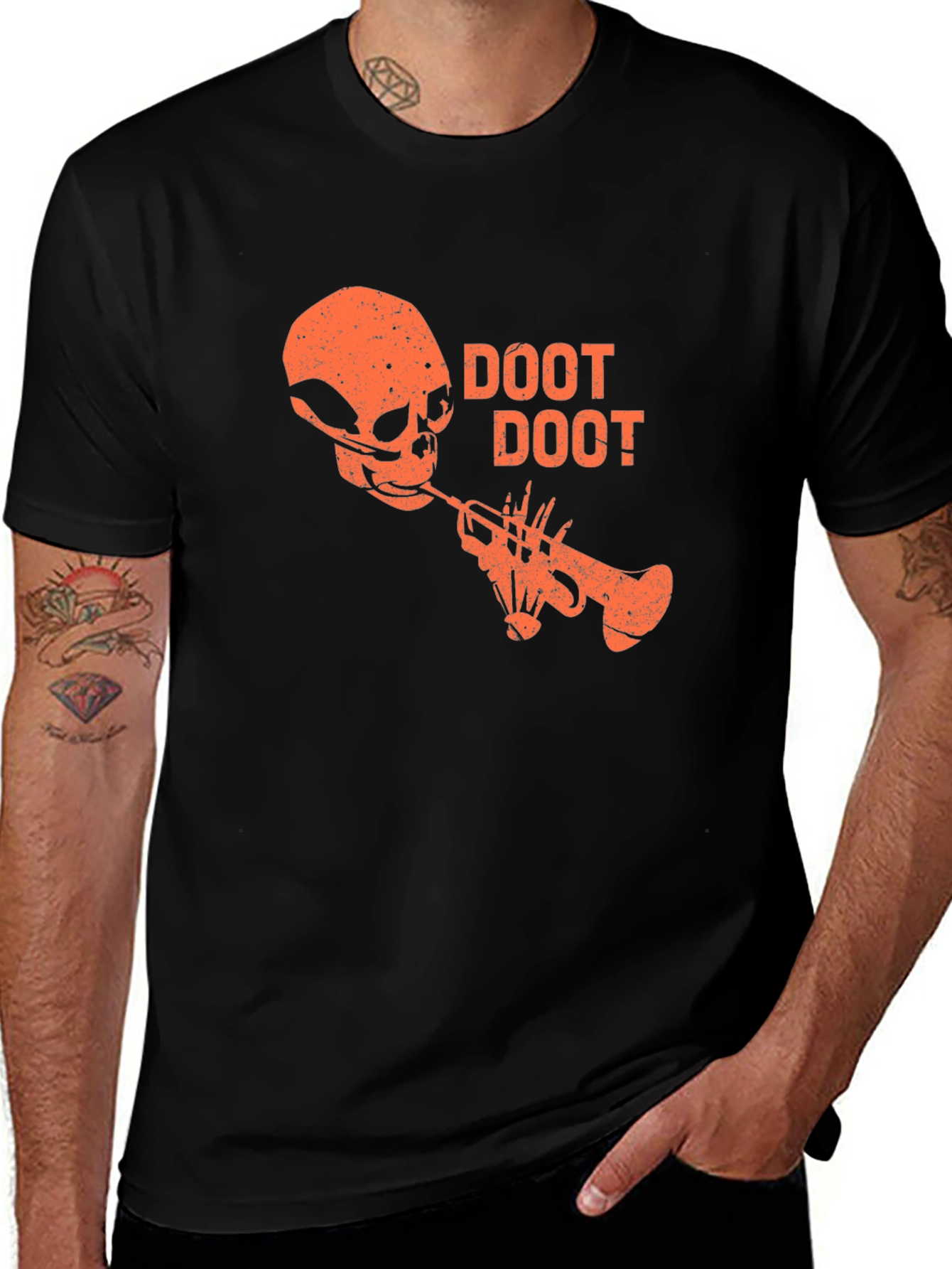 Variant 25 of Doot Doot Skull Trumpet Graphic Tee - Black