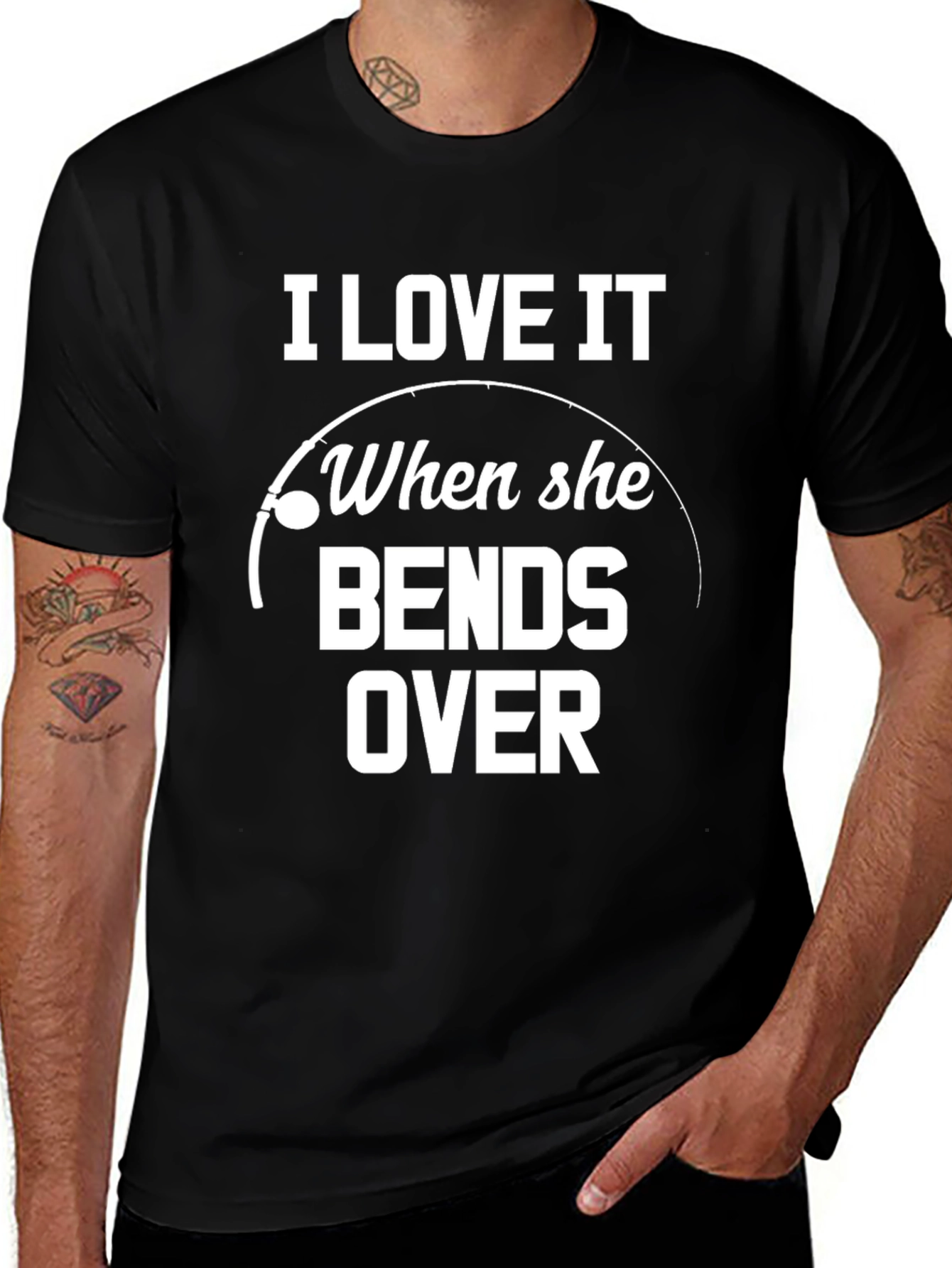 Variant 4 of Funny Fishing T-Shirt - "I Love It When She Bends Over"