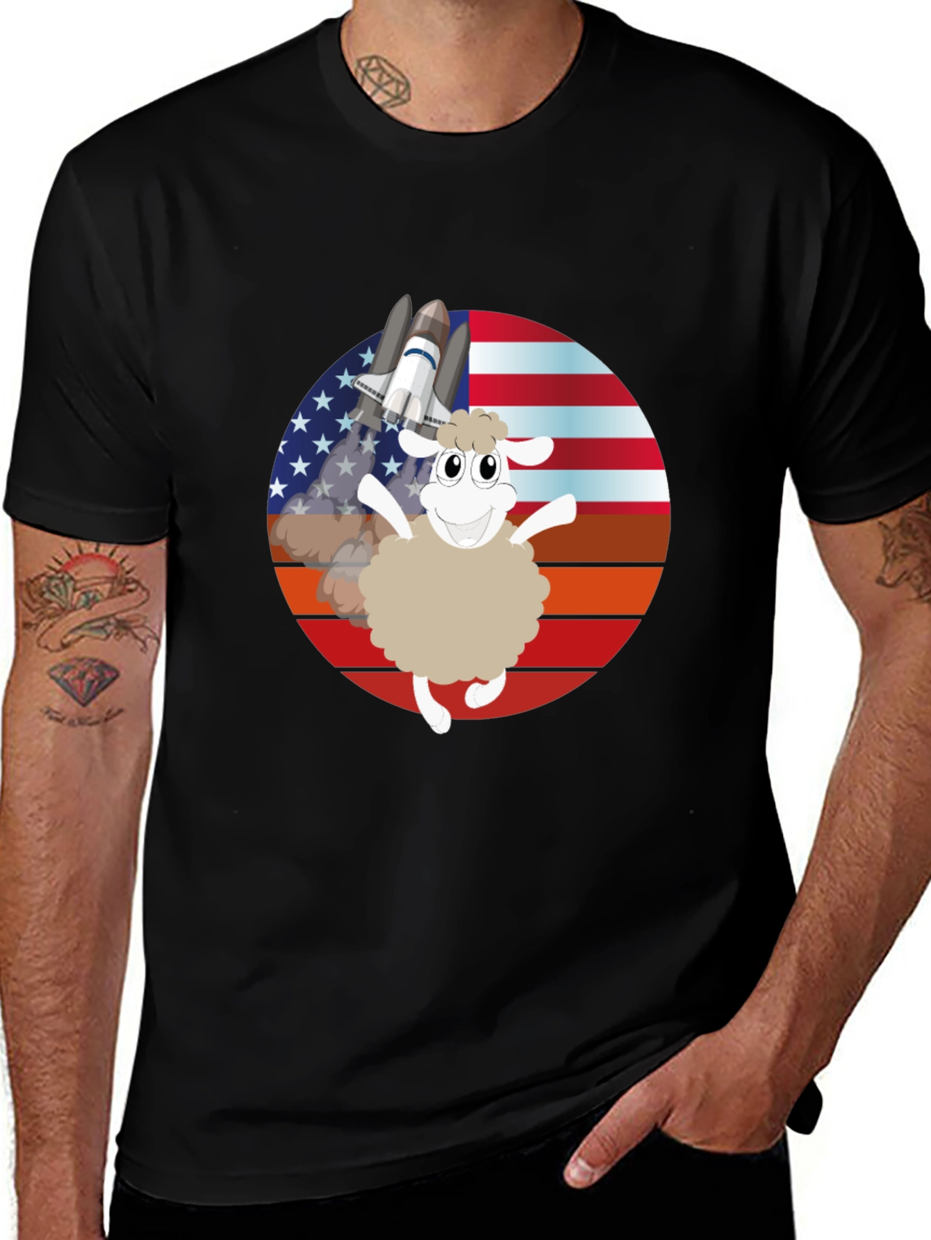 Variant 29 of Patriotic Sheep Space Shuttle Graphic Tee