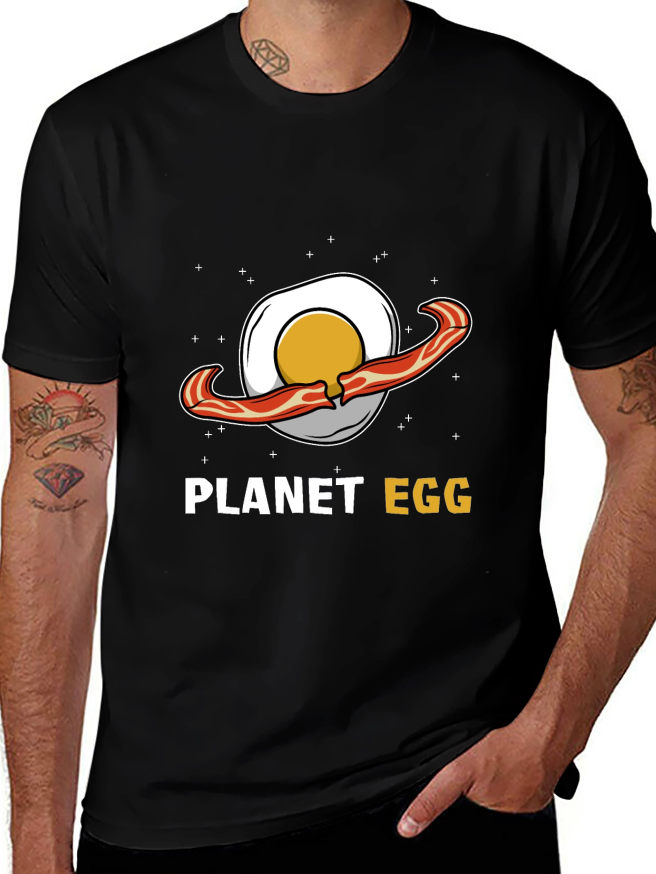 Variant 12 of Planet Egg Graphic T-Shirt - Breakfast Humor Tee