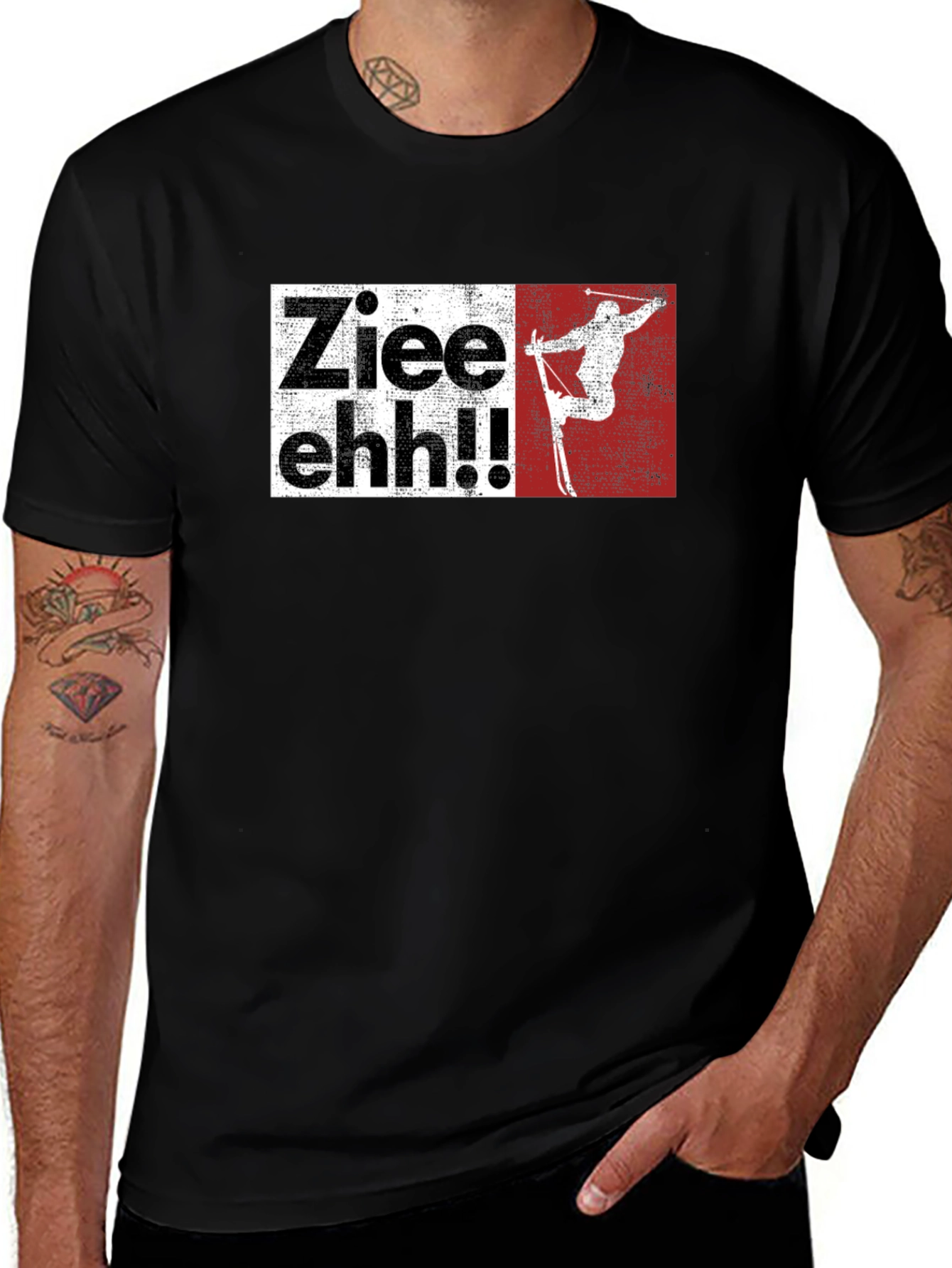 Variant 18 of Skiing Ziee ehh!! Black Graphic T-Shirt
