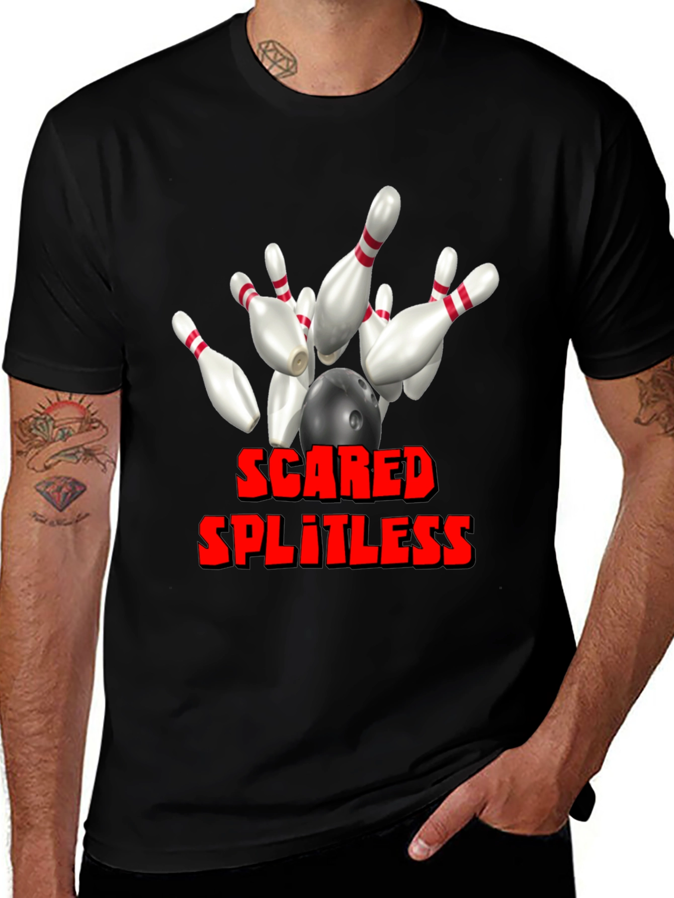 Variant 7 of Scared Splitless Bowling Graphic Tee