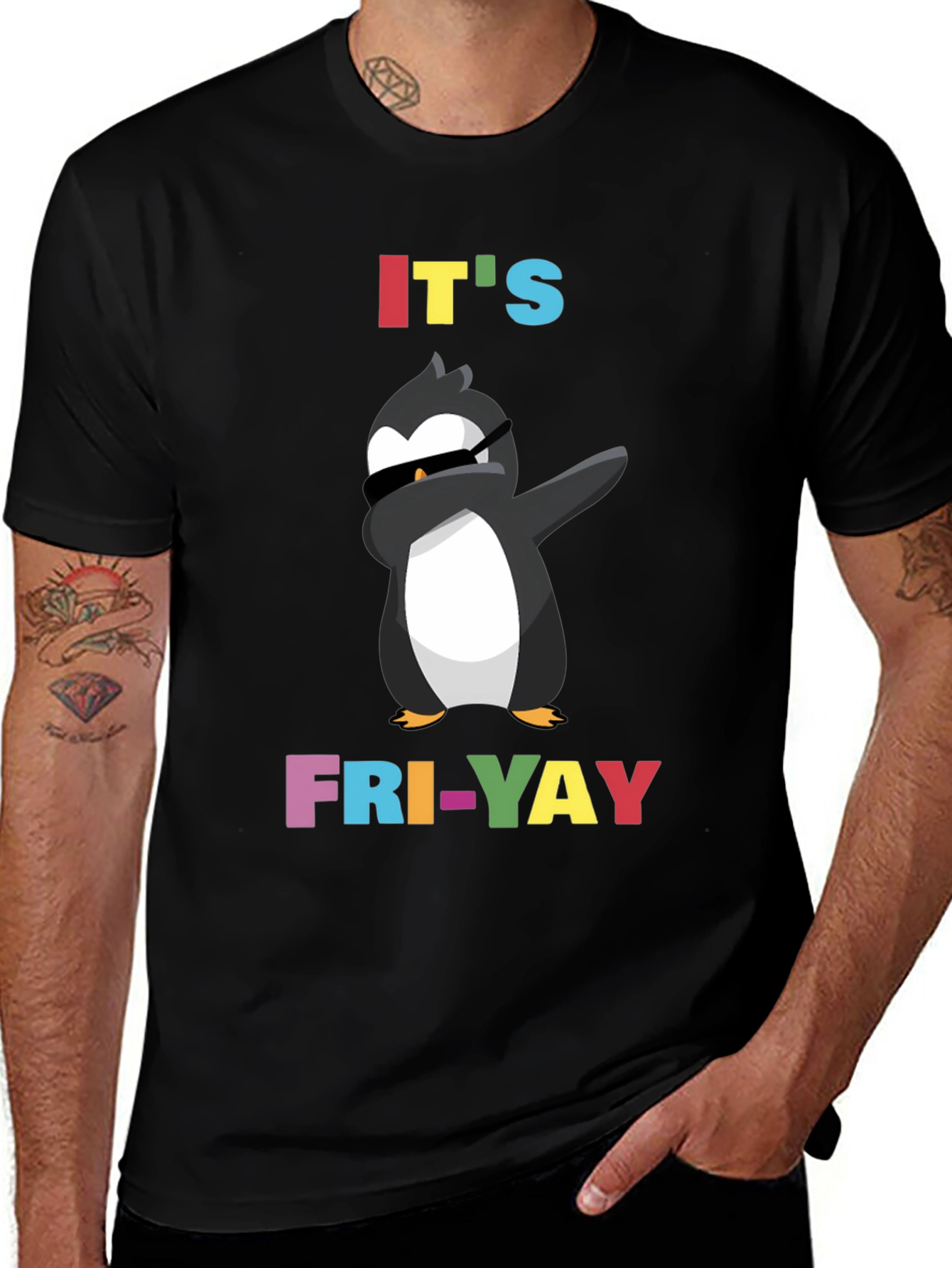 Variant 29 of It's Fri-Yay! Penguin Dab Black T-Shirt