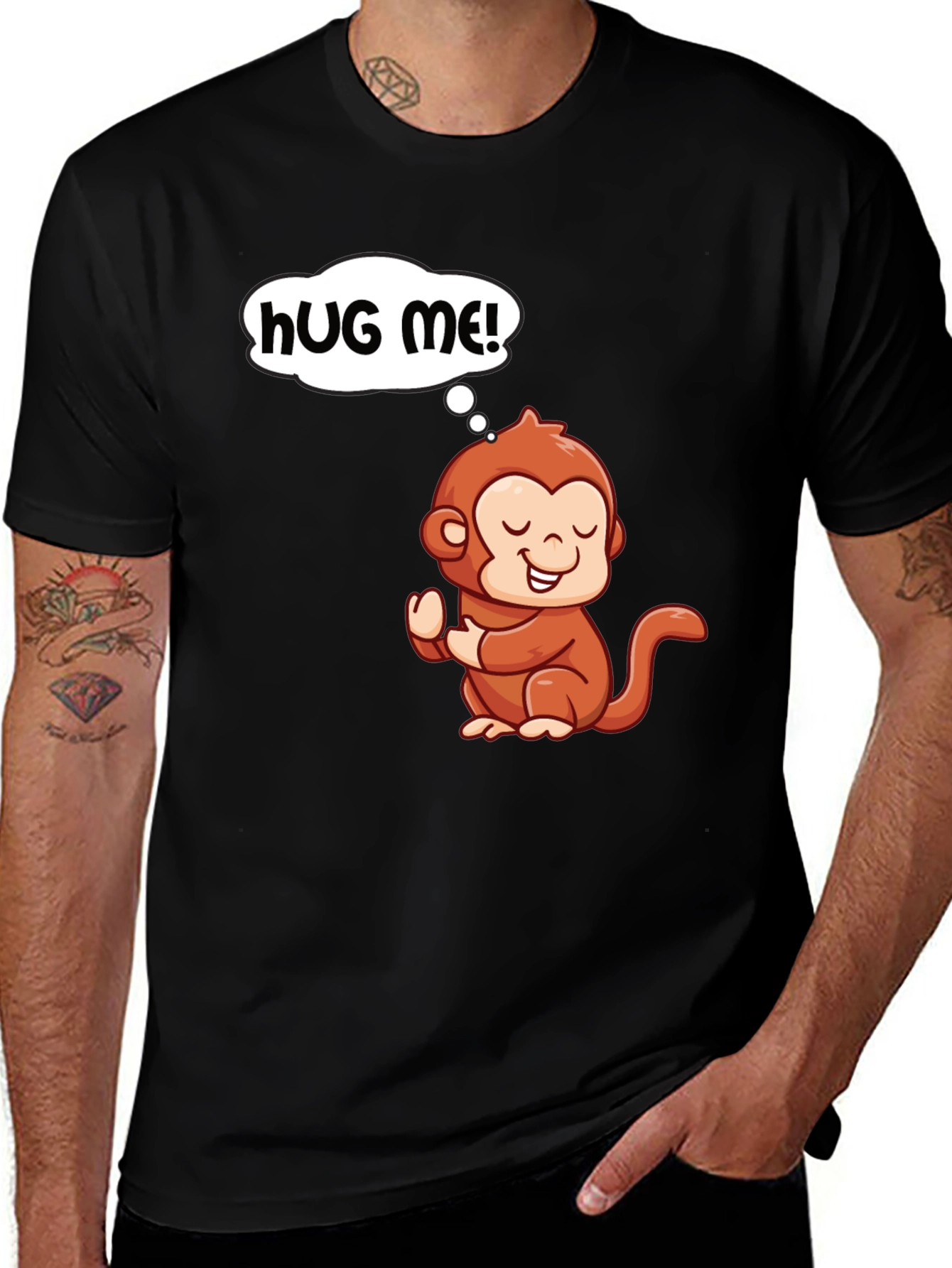 Cute Monkey Graphic T-Shirt - Hug Me!