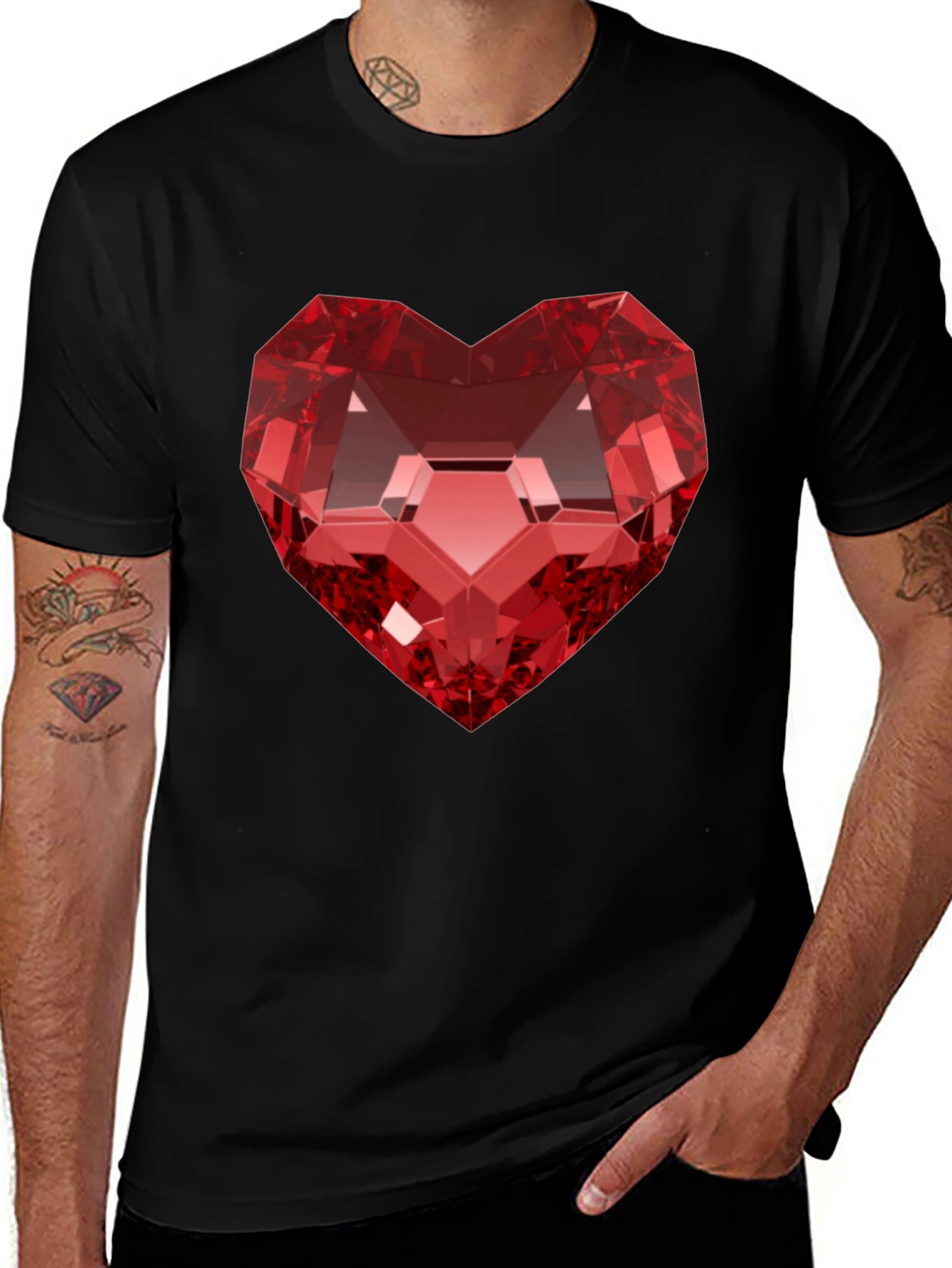 Variant 25 of Red Heart Gem Black T-Shirt