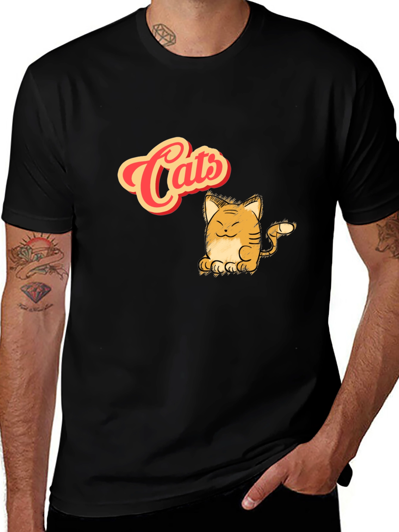 Variant 17 of Cute Cats Graphic Black T-Shirt