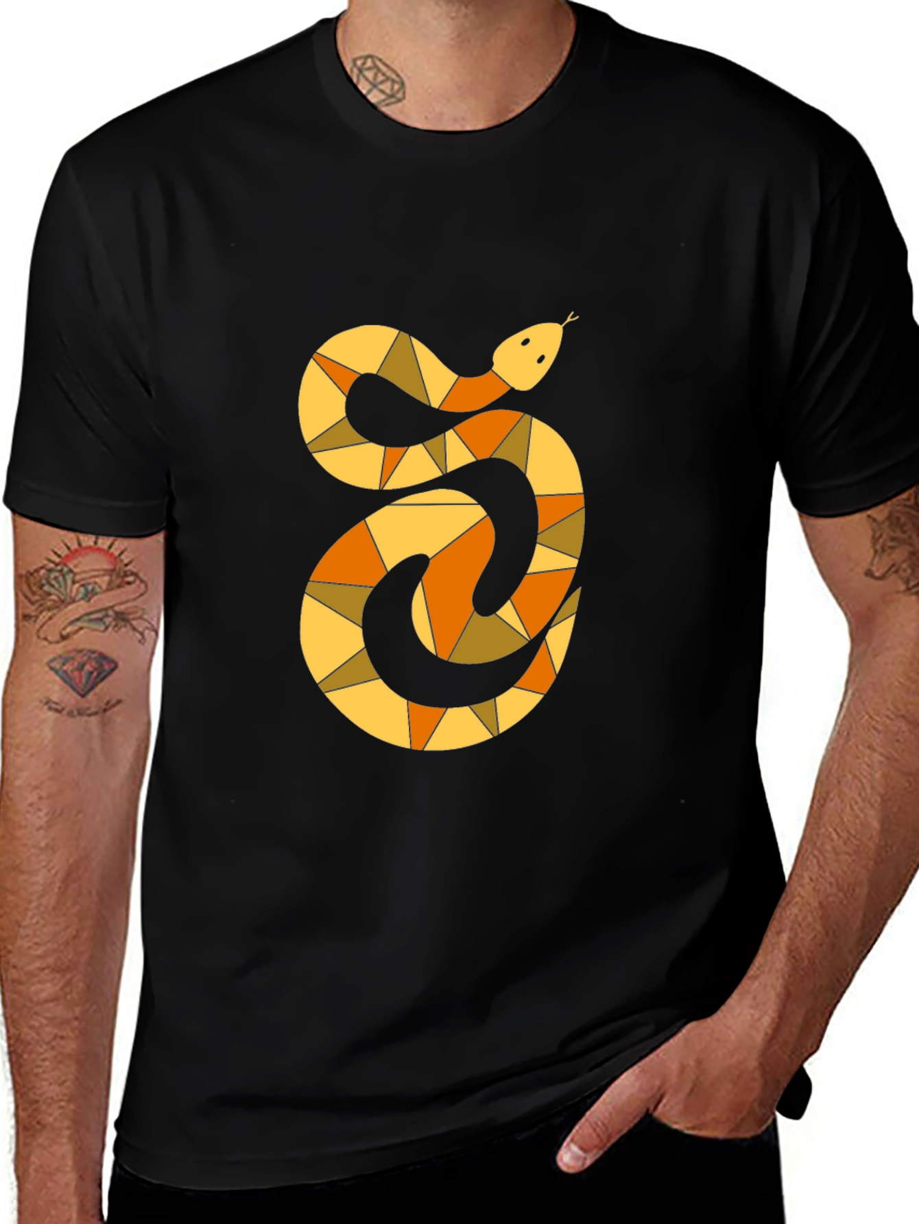 Variant 21 of Stylish Snake Graphic Tee - Black Cotton T-Shirt