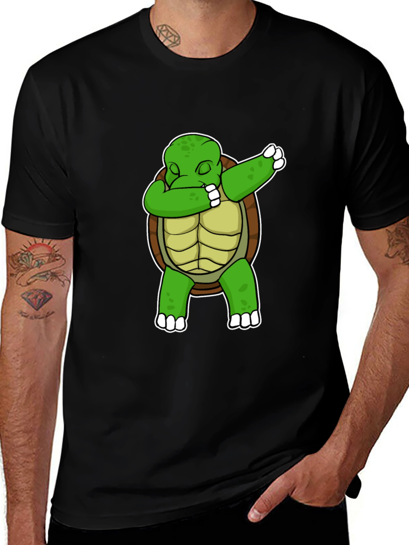 Variant 18 of Dabbing Turtle Graphic Tee - Novelty Men's T-Shirt
