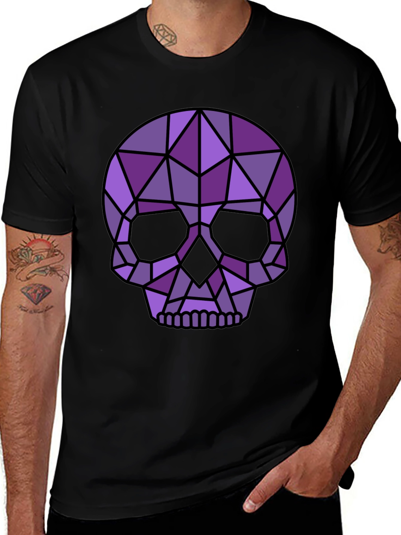 Variant 5 of Geometric Skull Graphic Tee - Modern Edgy Style