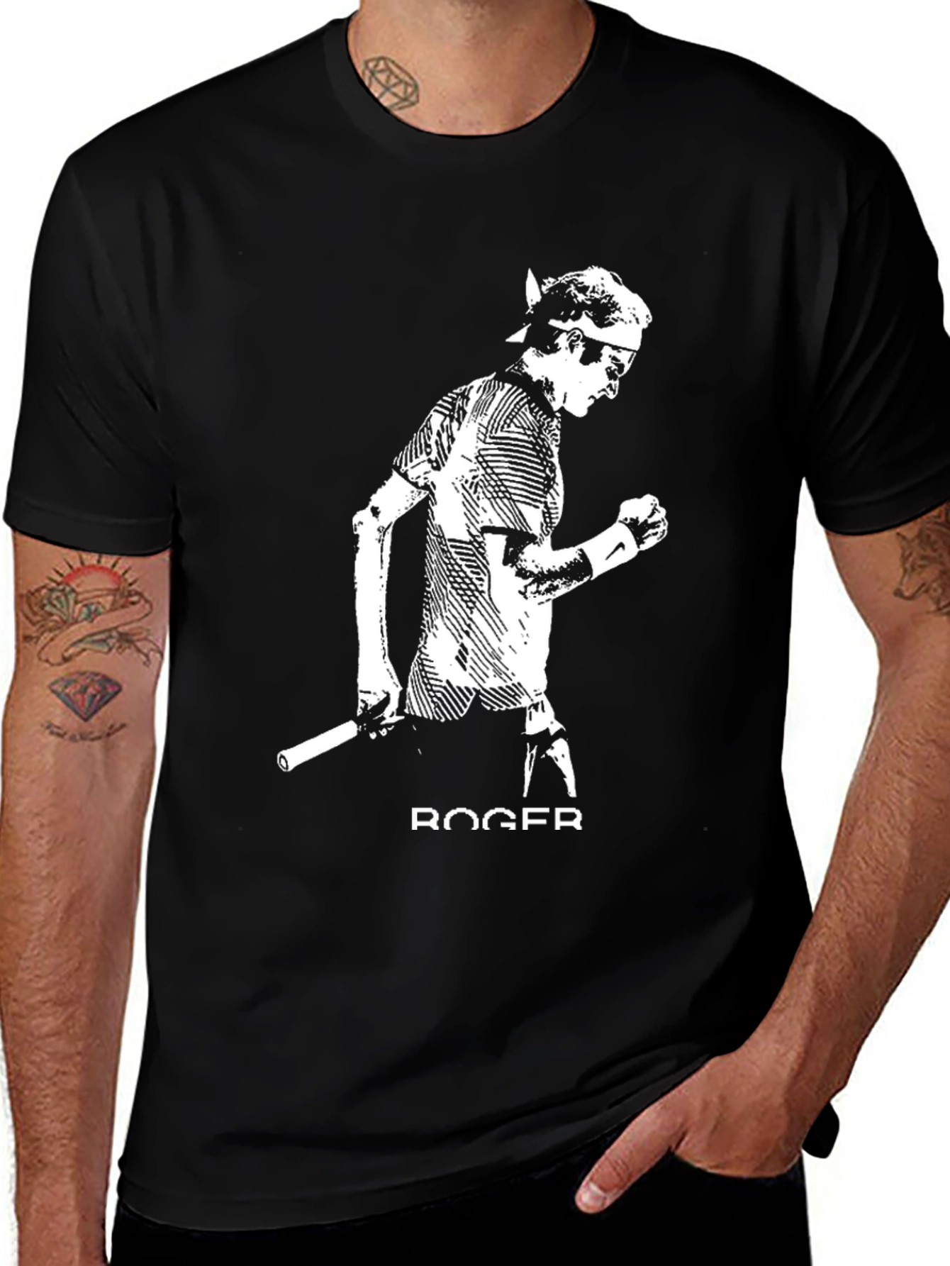 Variant 4 of Roger Tennis Black T-Shirt