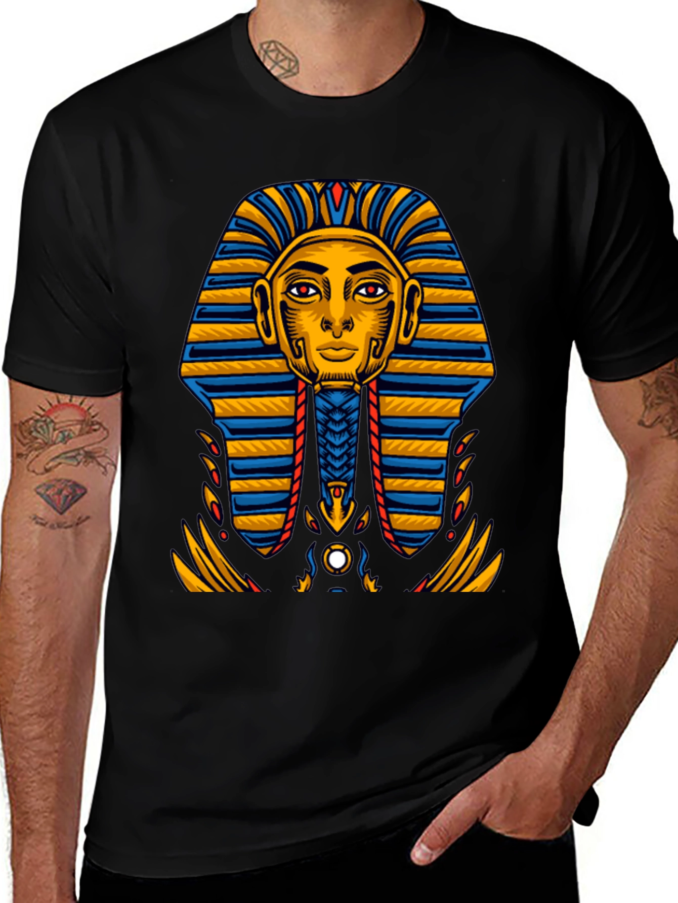 Variant 13 of Egyptian Pharaoh Graphic Tee - Ancient King Tut Design