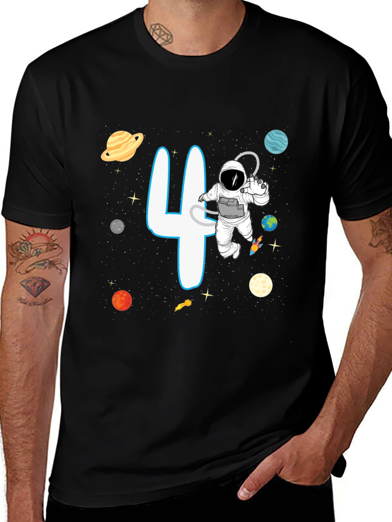 Cosmic 4th Birthday Astronaut T-Shirt