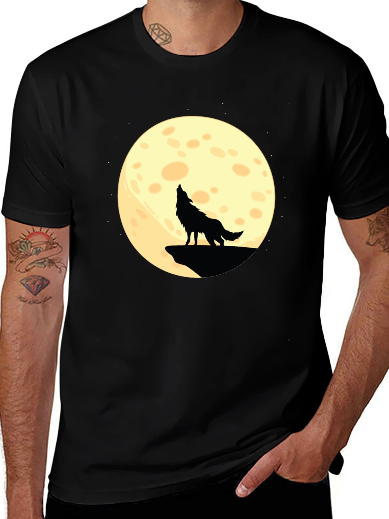 Variant 3 of Wolf Howling at Moon Graphic T-Shirt